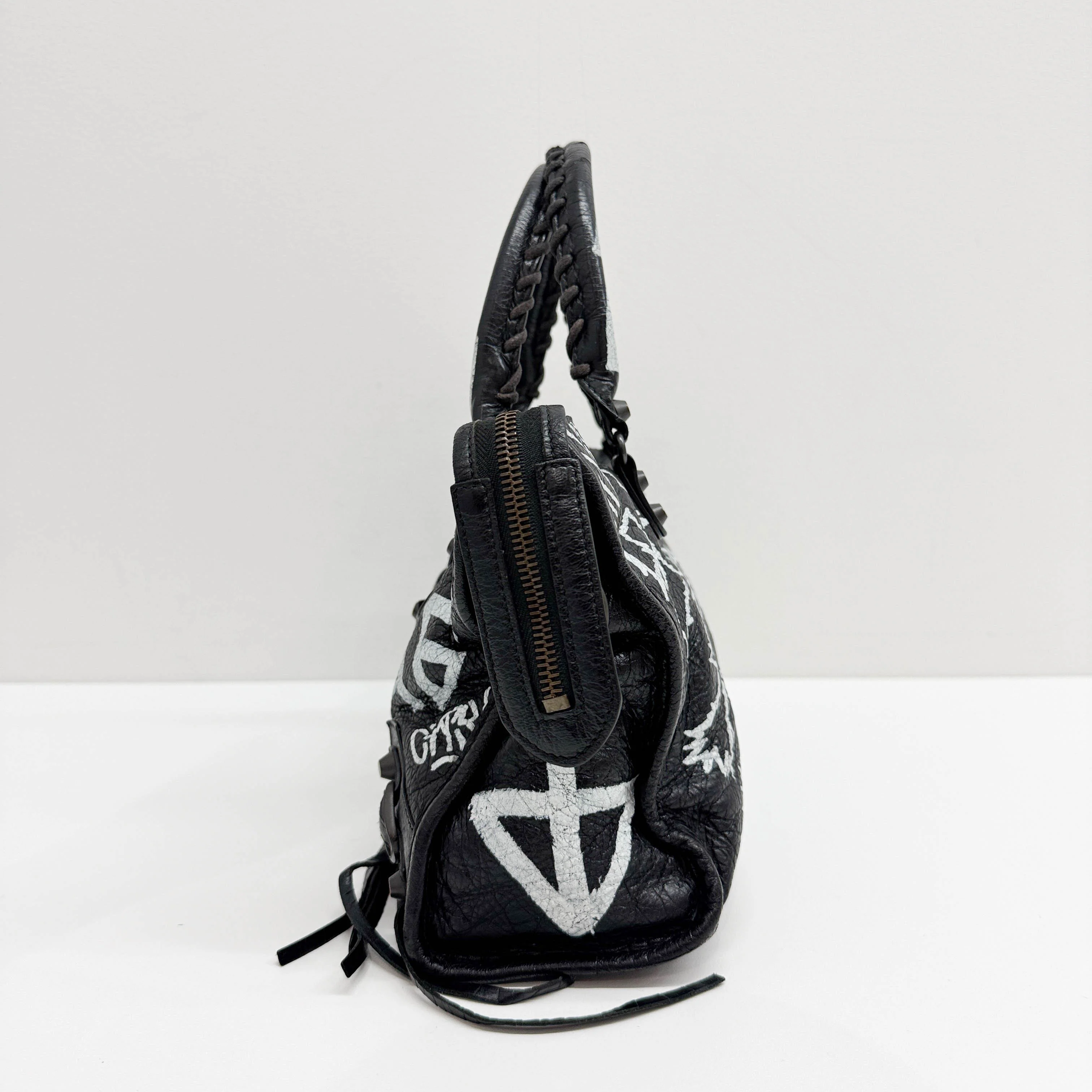 Mini City Graffiti Black Leather Hand Bag - Image 5