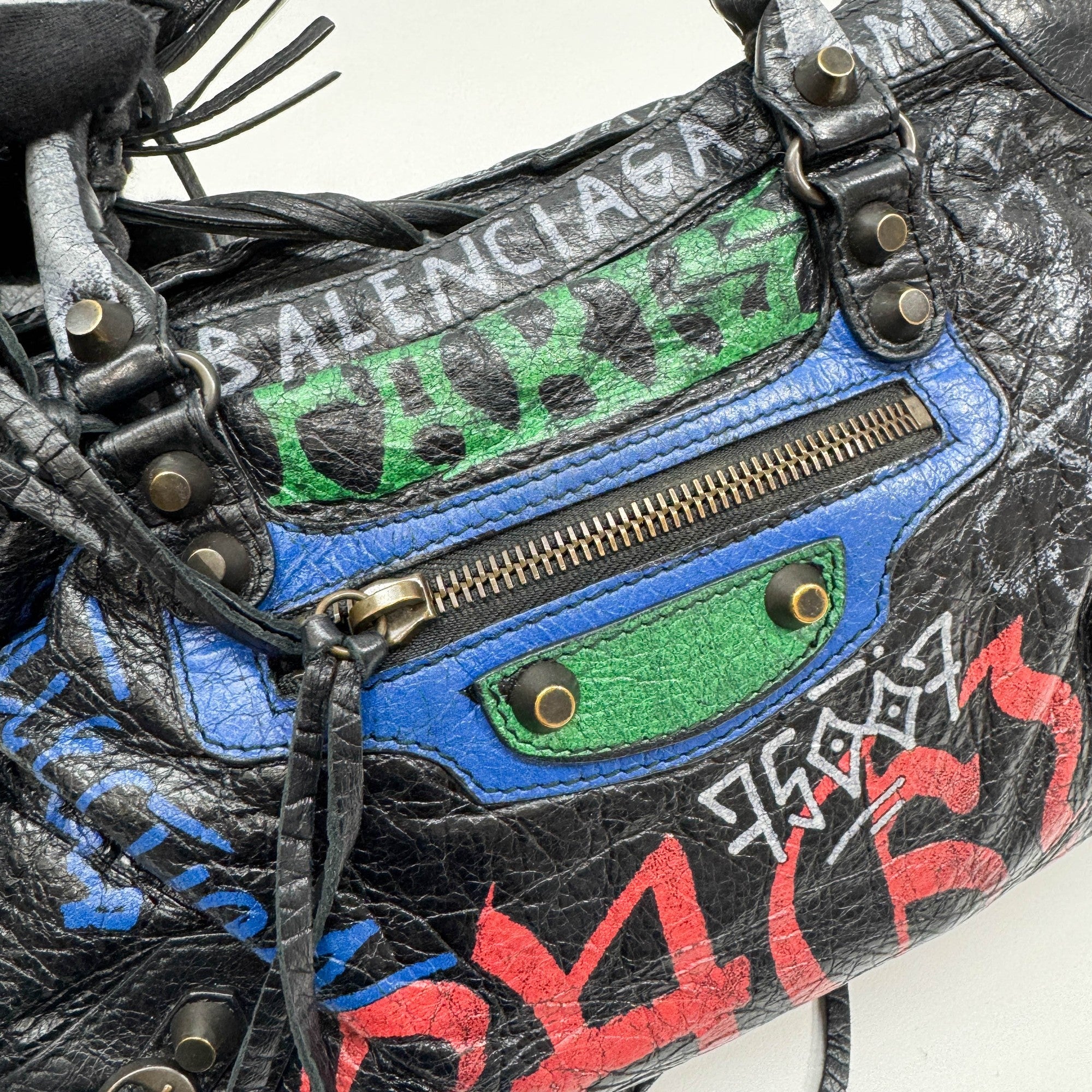 Mini City Graffiti Black Leather Two Way Bag - Image 16