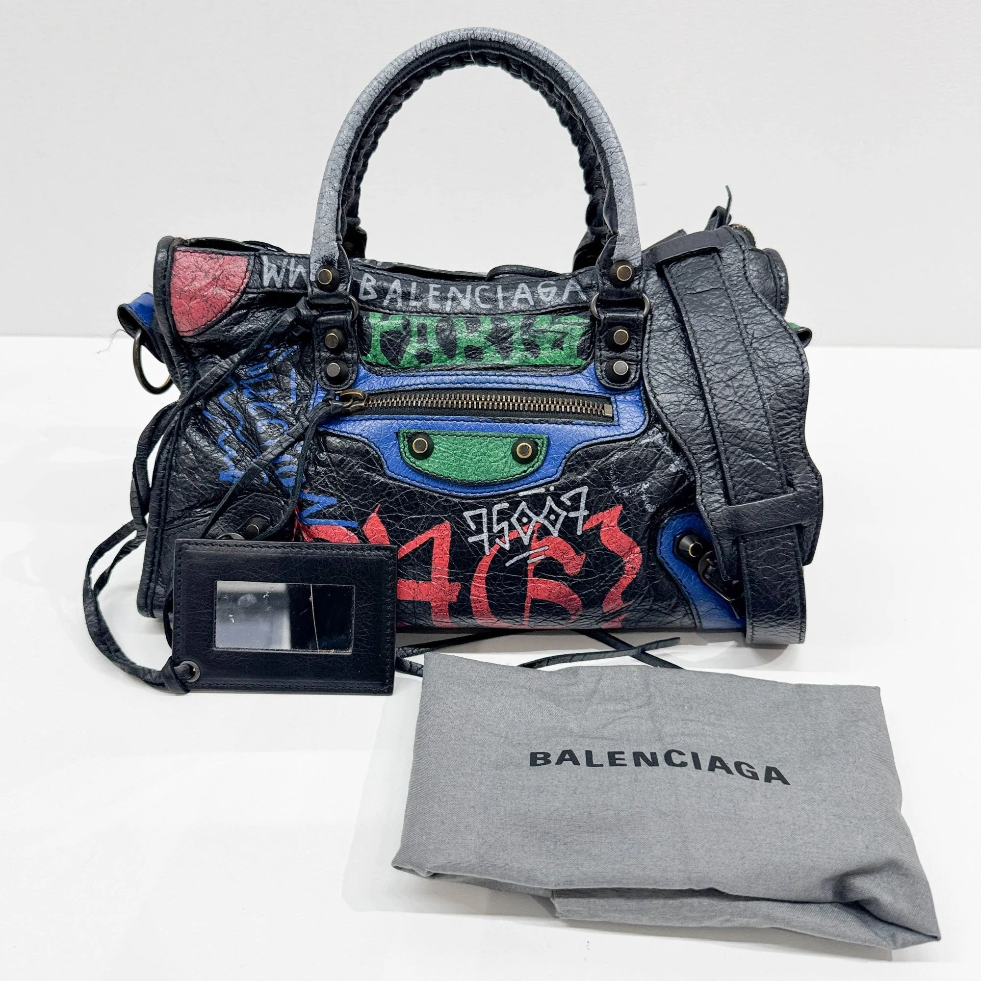 Mini City Graffiti Black Leather Two Way Bag - Image 4