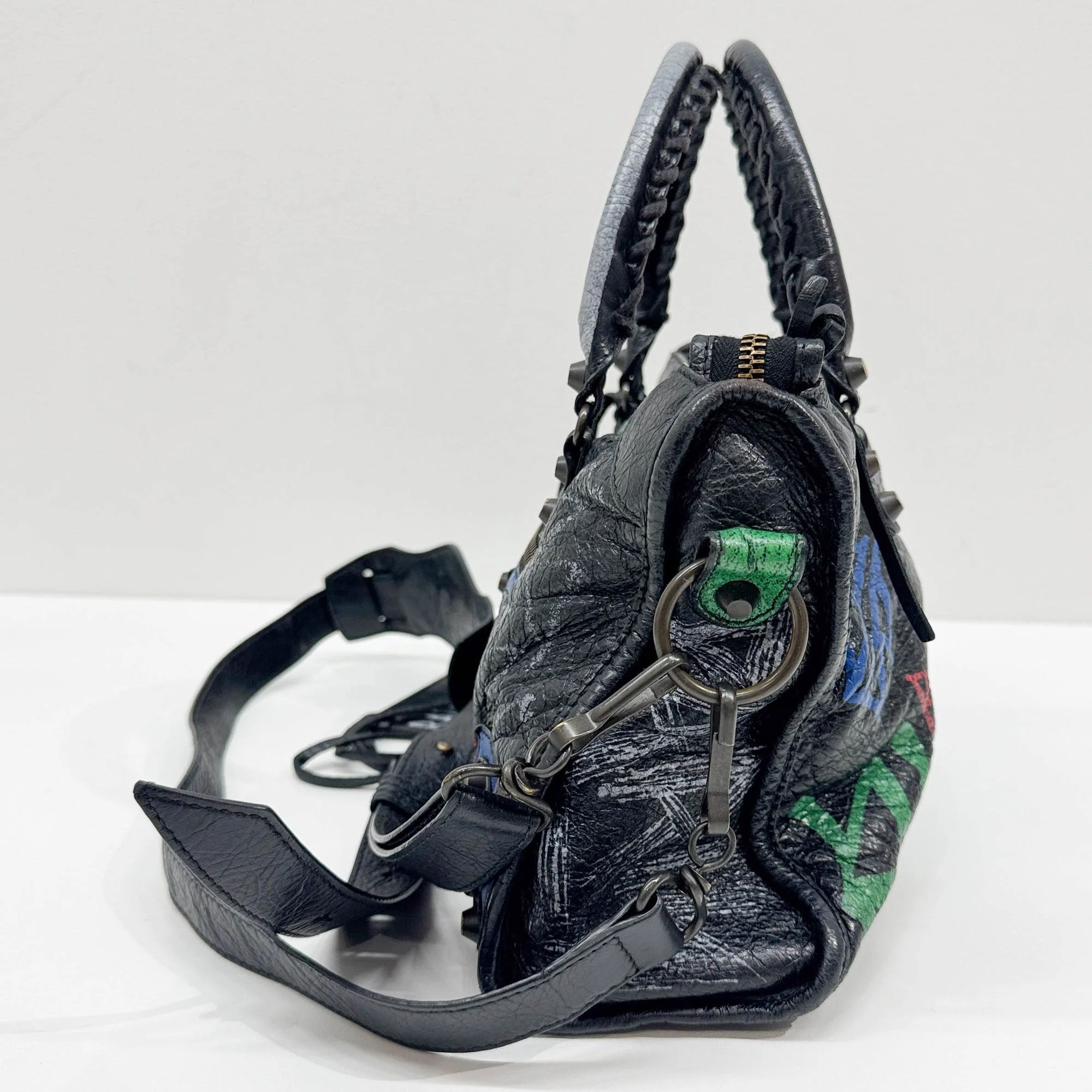 Mini City Graffiti Black Leather Two Way Bag - Image 5