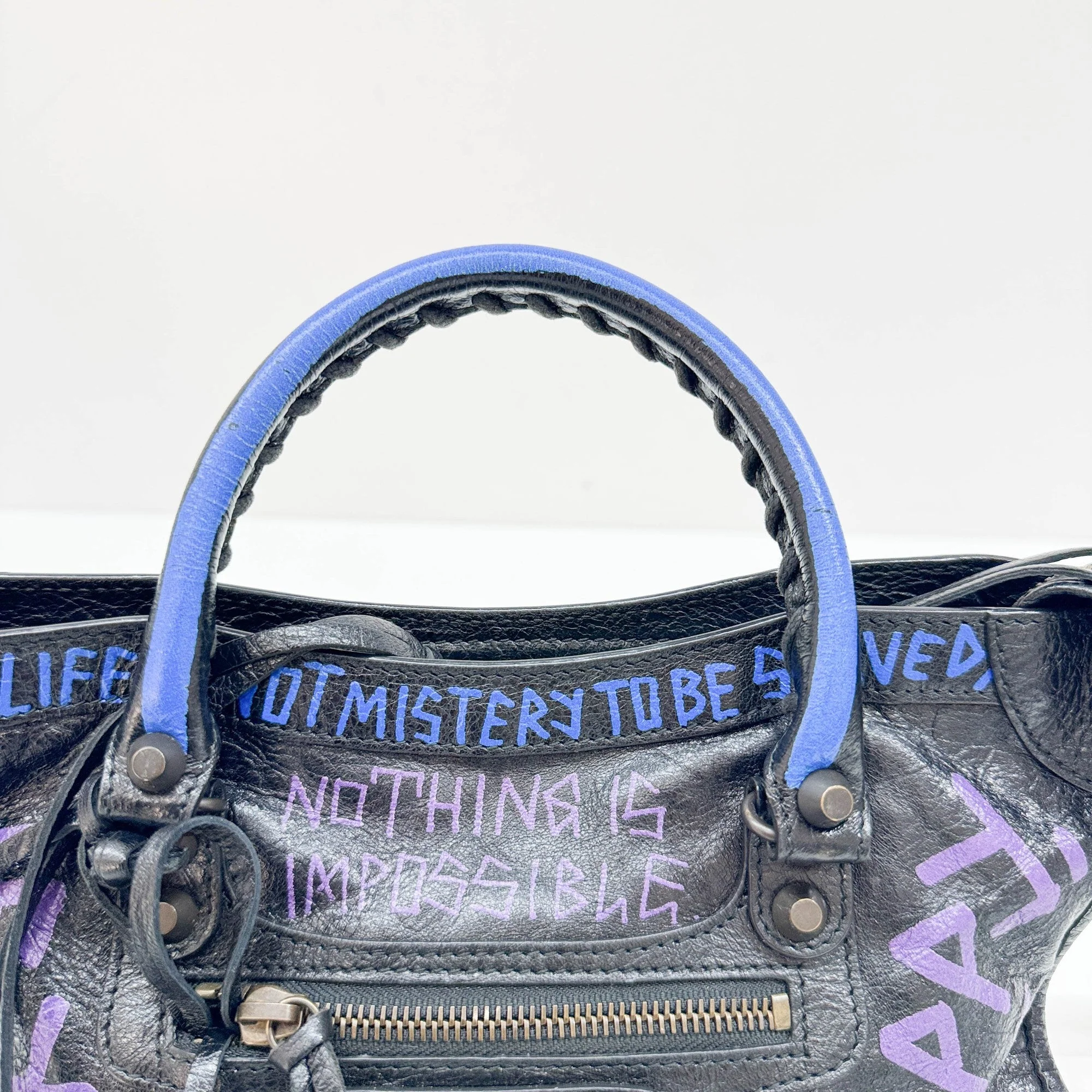 Mini City Graffiti Black Leather Two Way Bag - Image 16