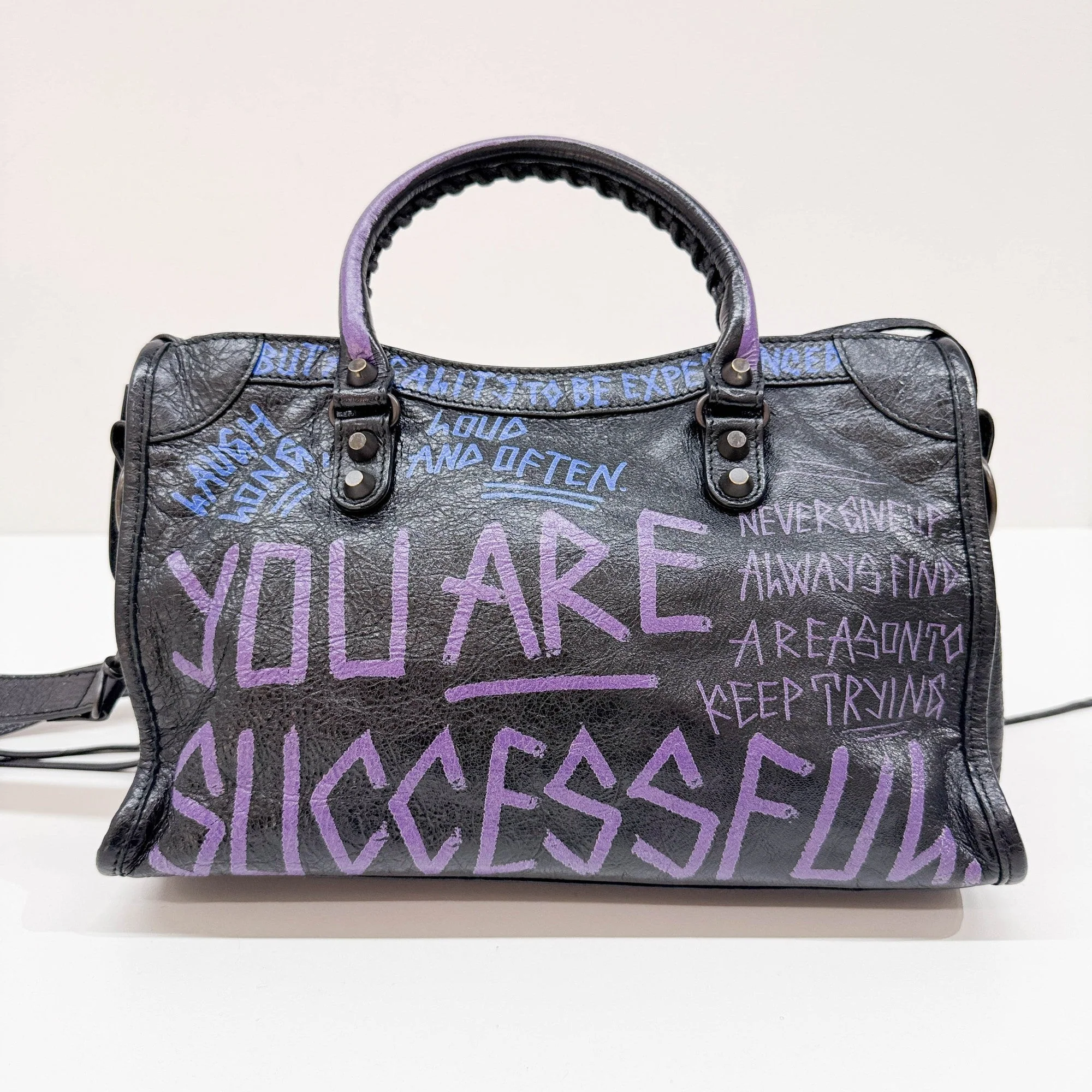 Mini City Graffiti Black Leather Two Way Bag - Image 18