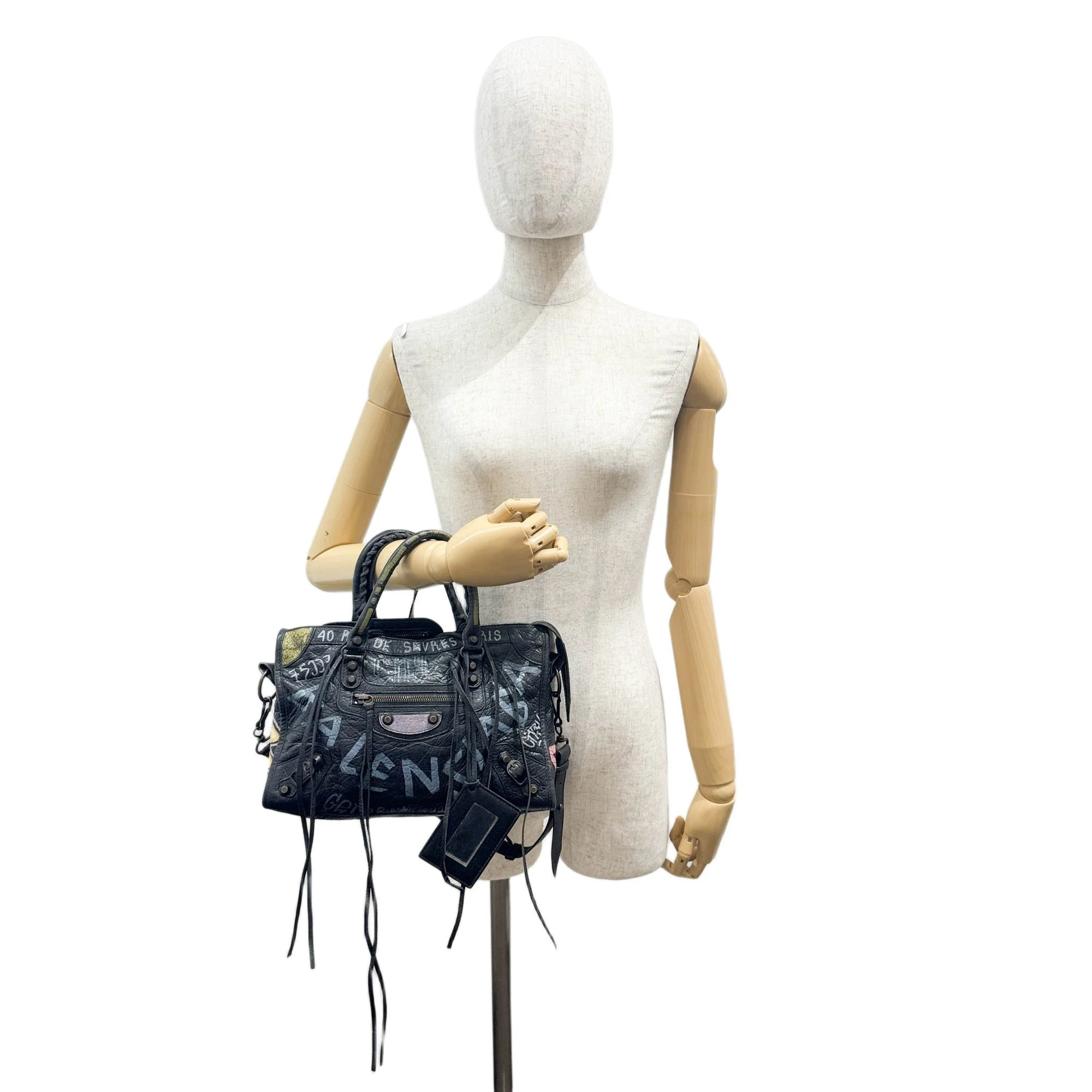 Mini City Graffiti Black Leather Two Way Bag - Image 4