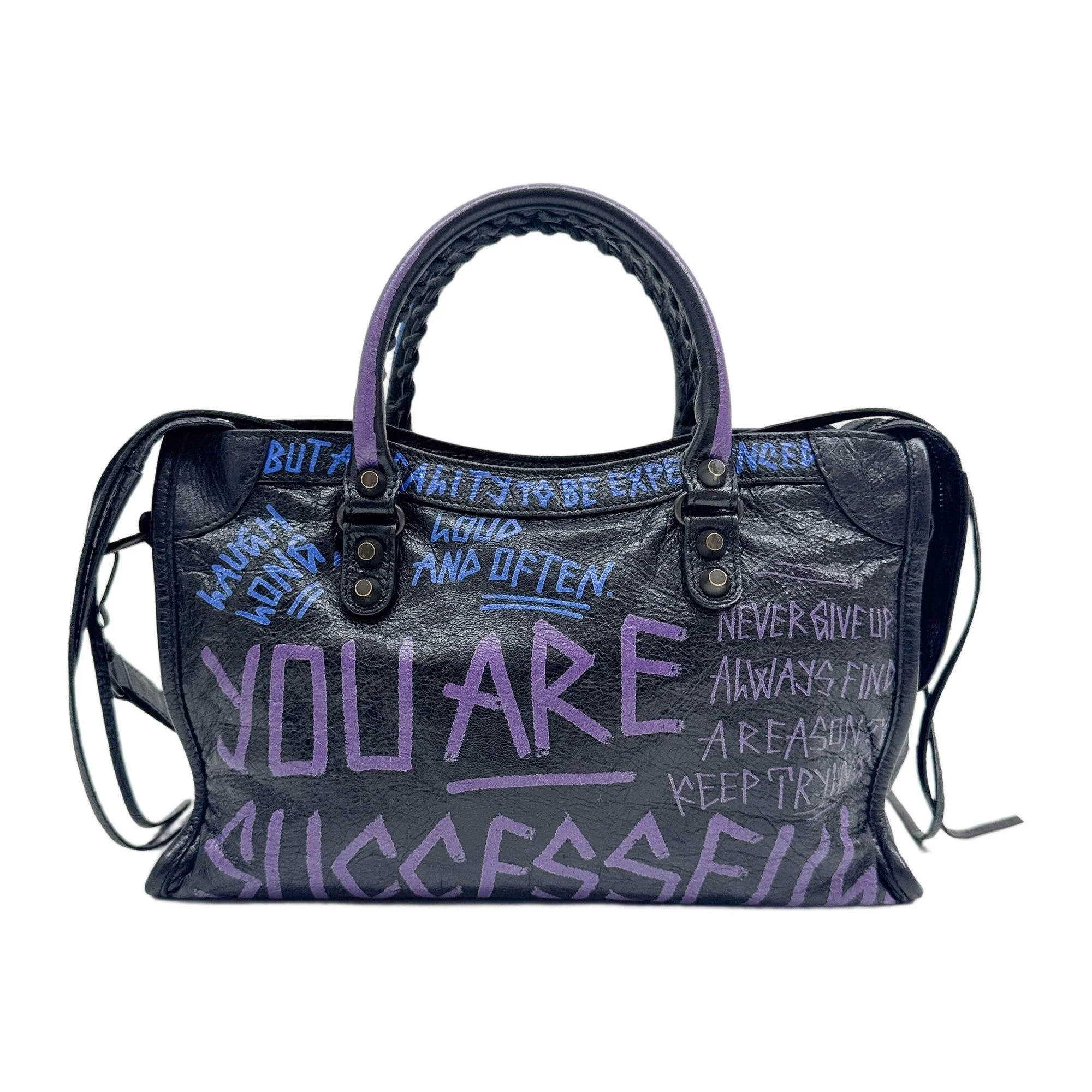 Mini City Graffiti Black Leather Two Way Bag - Image 2