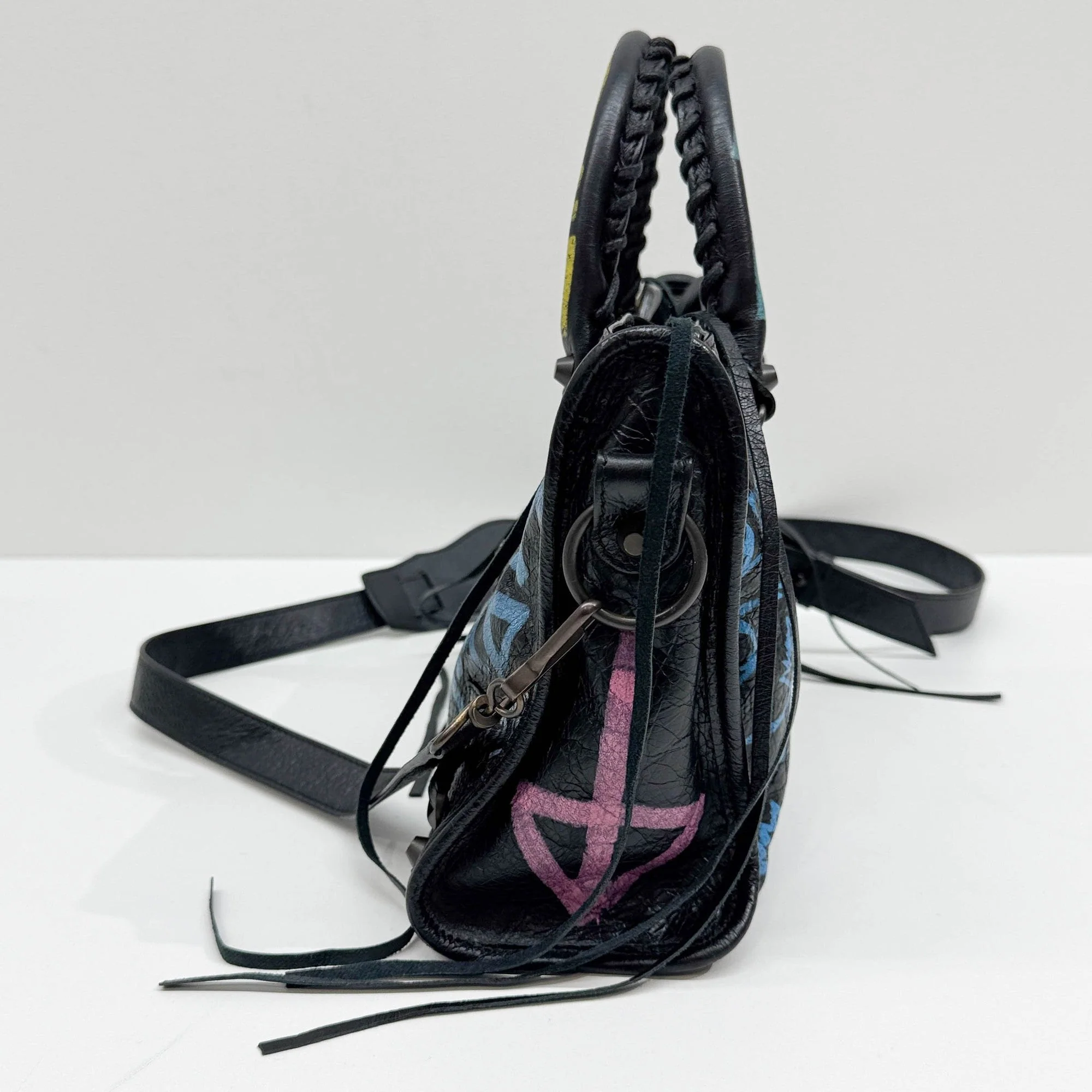 Mini City Graffiti Black Leather Two Way Bag - Image 5