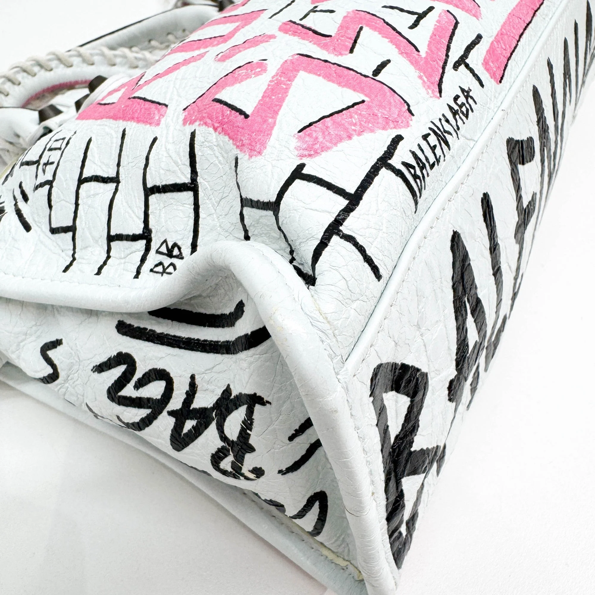 Mini City Graffiti White Leather Two Way Bag - Image 13