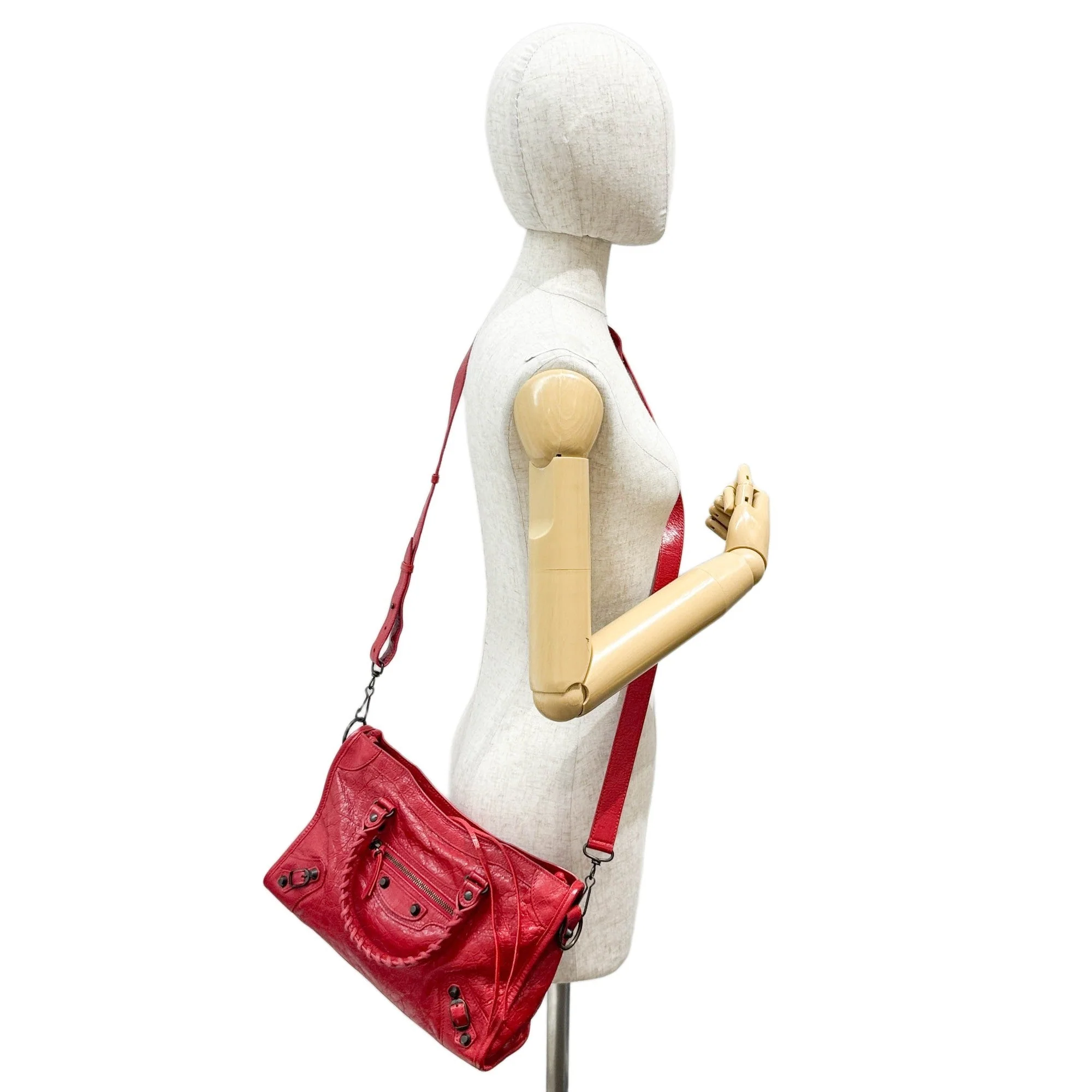 Mini City Red Leather Two Way Bag - Image 2