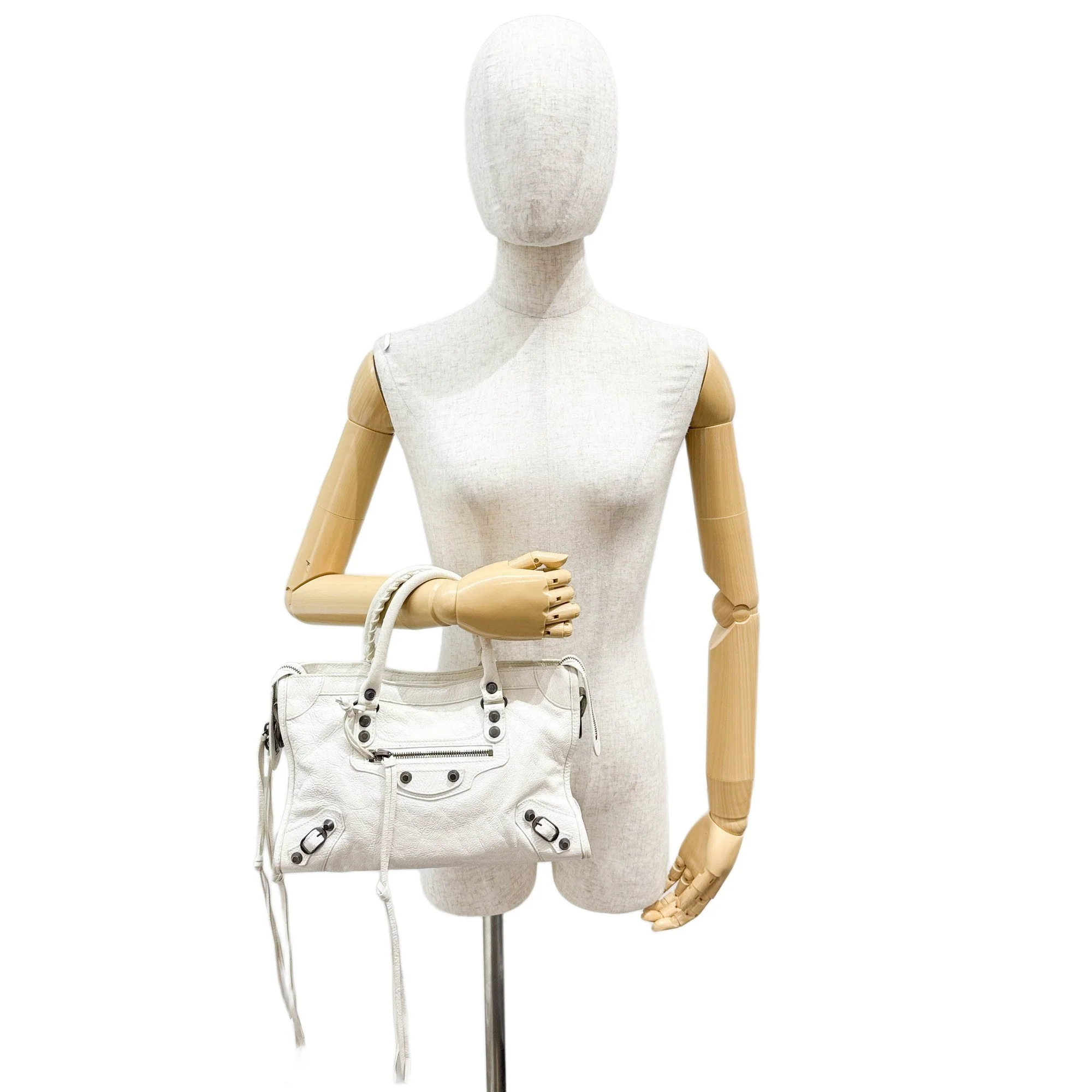 Mini City White Leather Two-Way Bag - Image 3