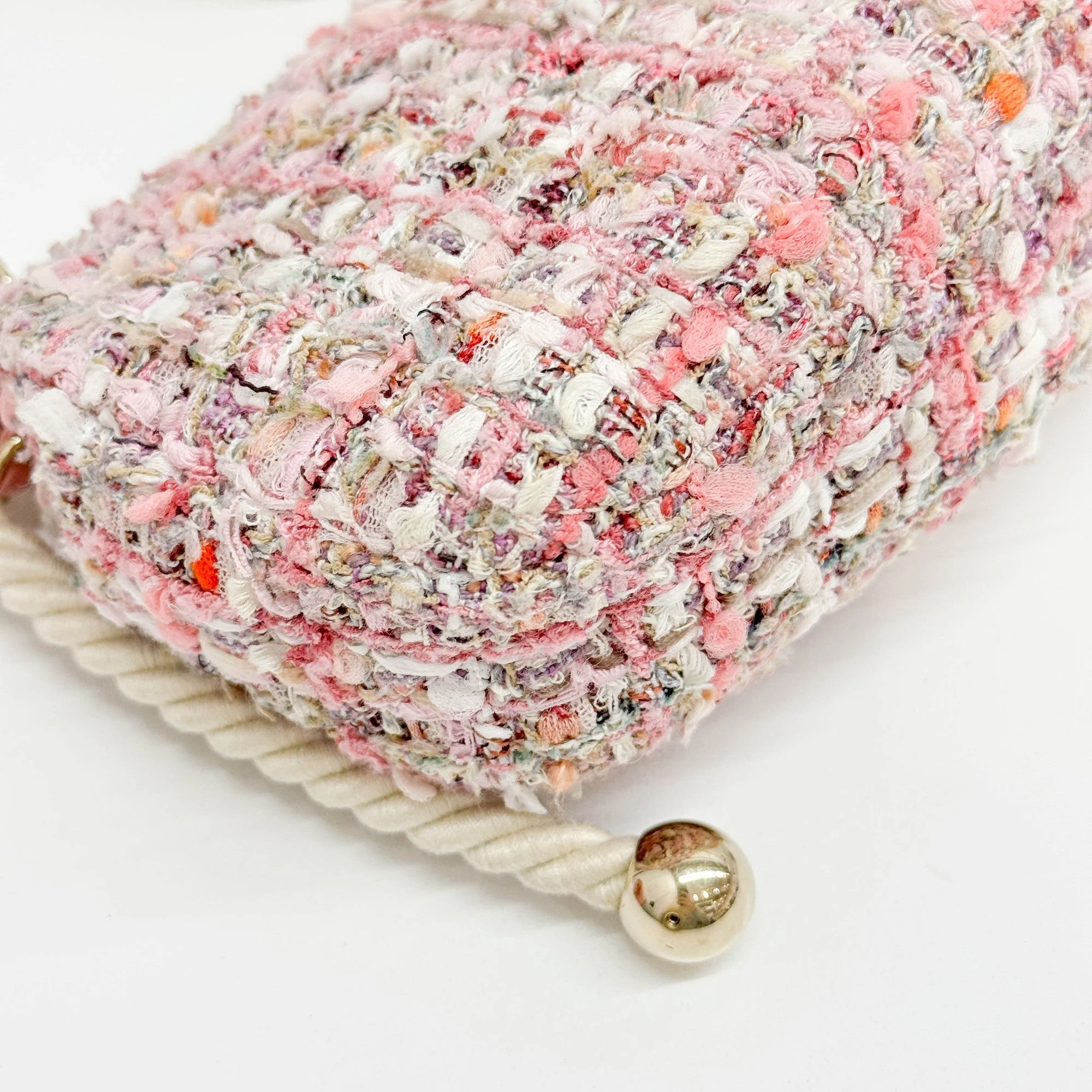 Mini Classic Flap 2019SS Runway By the Sea Pink Pearl Handle Pink Tweed Shoulder Bag - Image 15