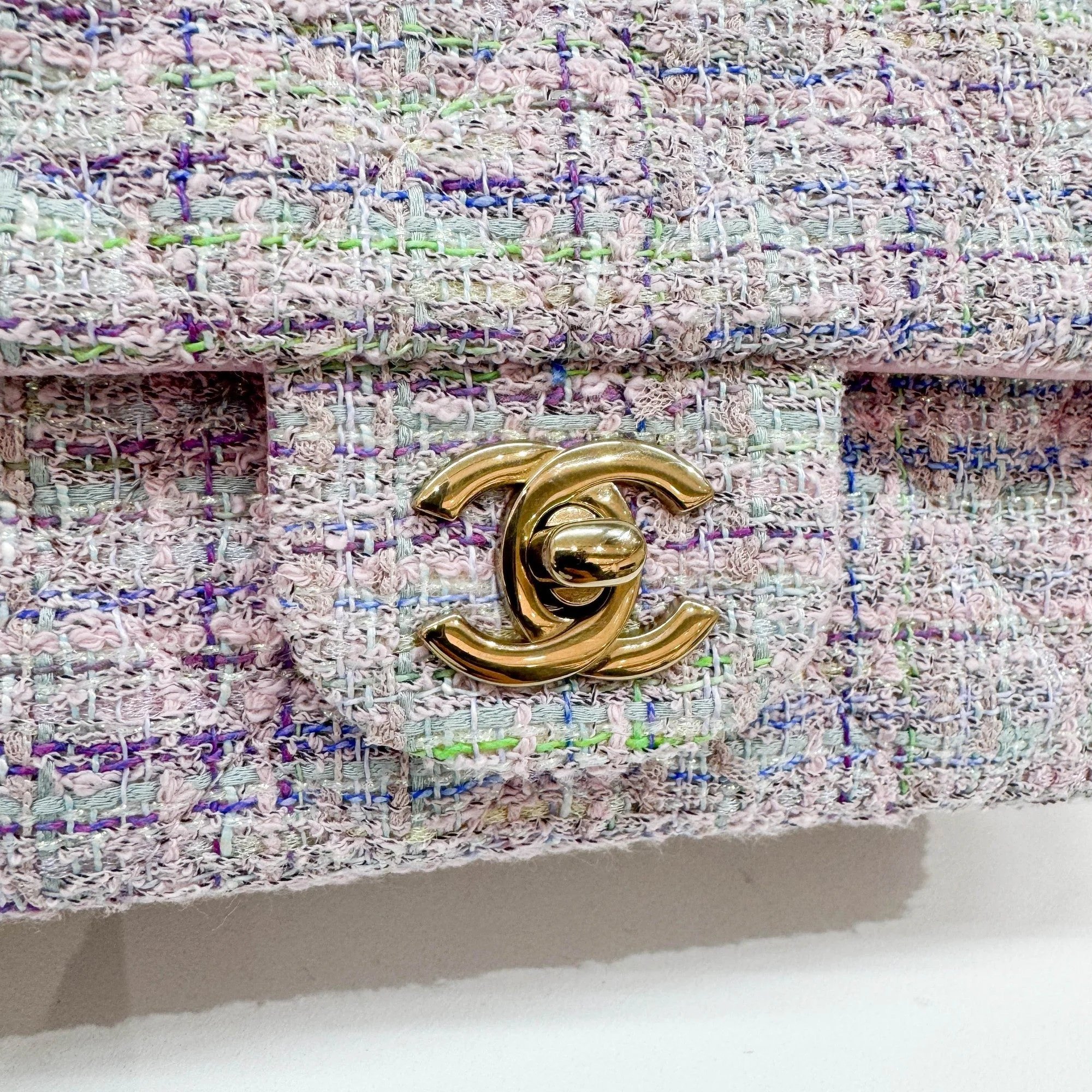 Mini Classic Flap 2021-2026 Lavender Multicolor Tweed Shoulder Bag - Image 14