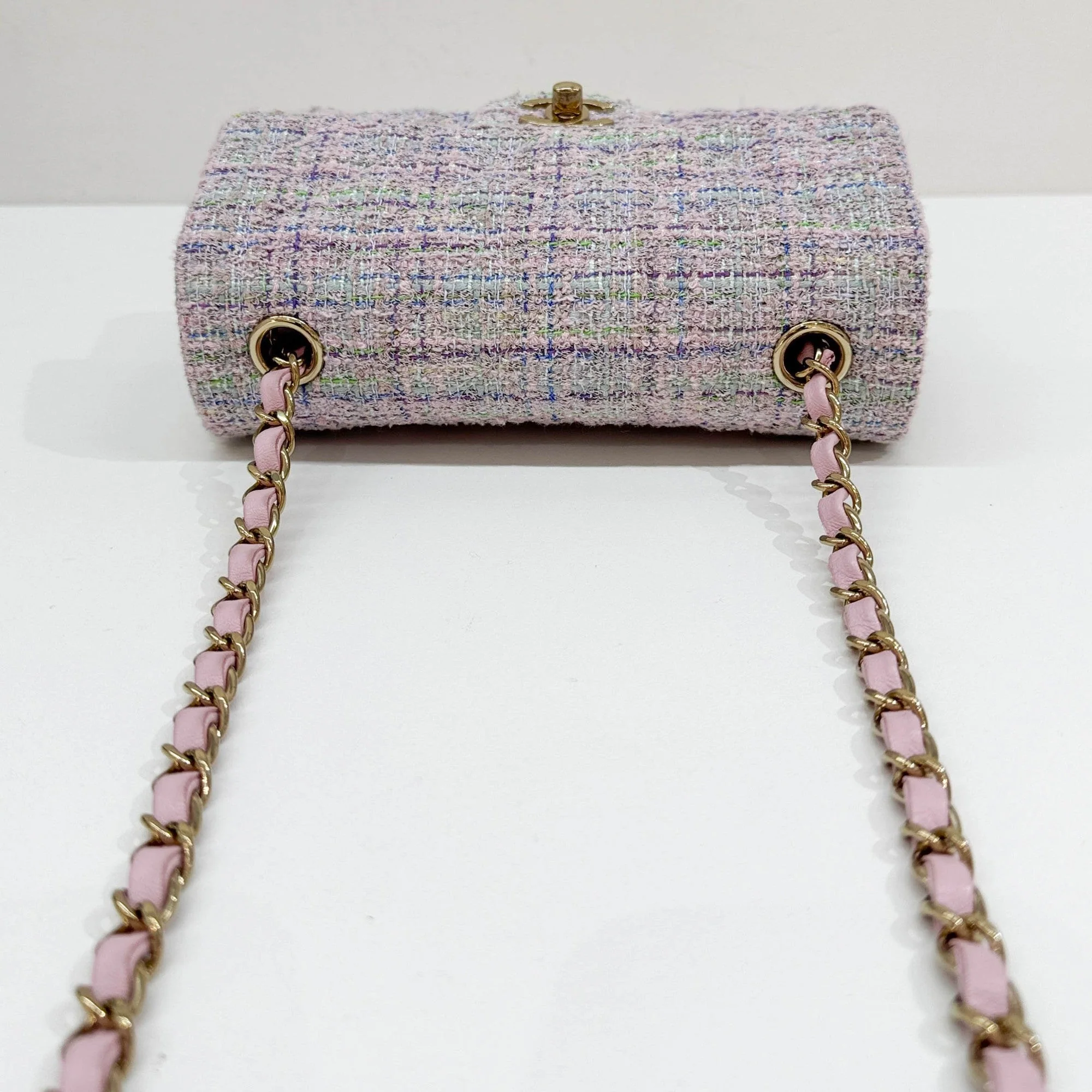 Mini Classic Flap 2021-2026 Lavender Multicolor Tweed Shoulder Bag - Image 7