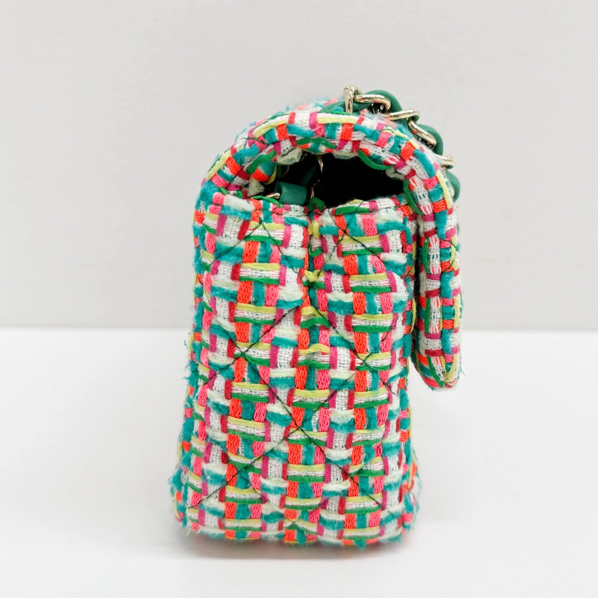Mini Classic Flap 2015-2016 Matelasse Neon Multicolor Tweed Shoulder Bag - Image 8