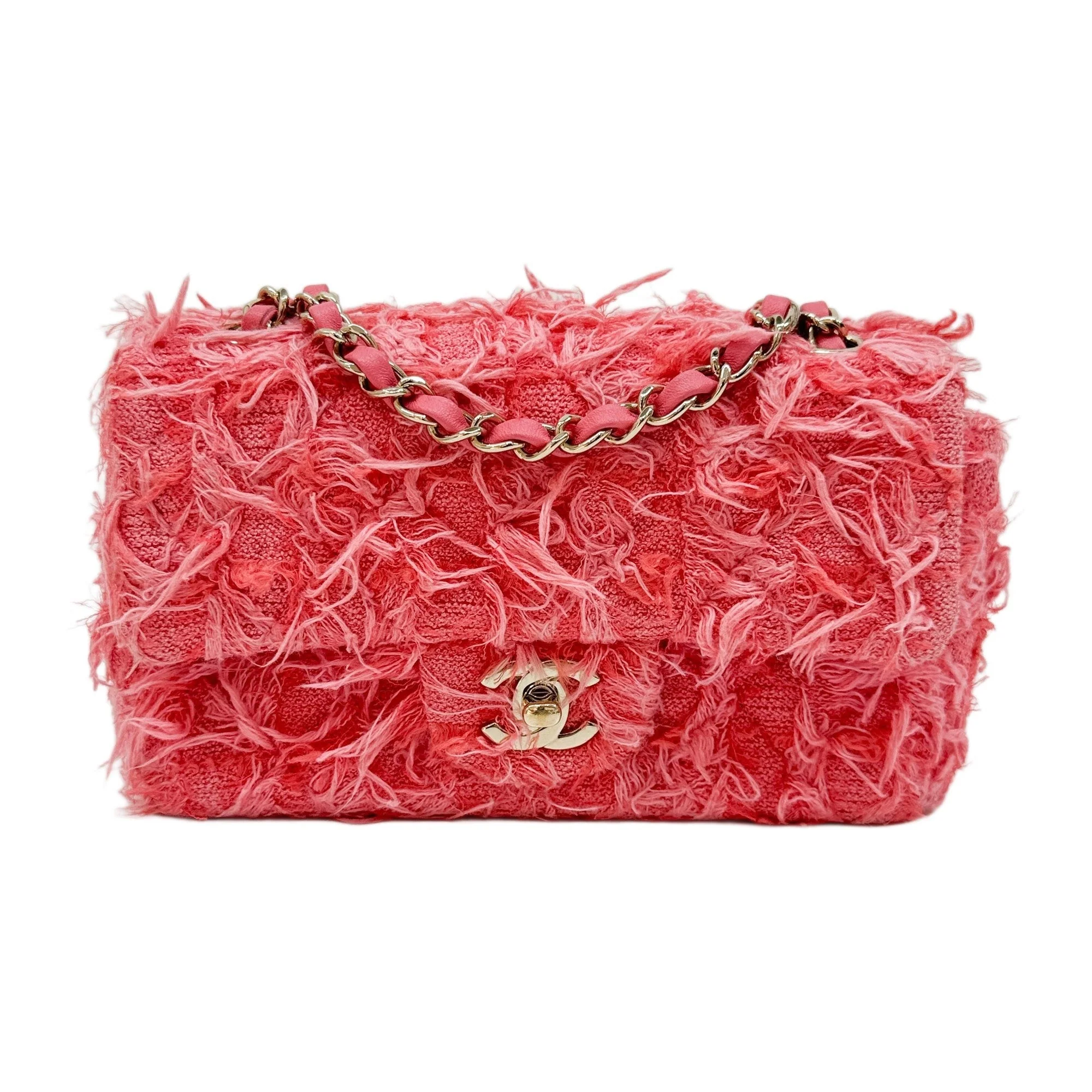 Mini Classic Flap 2020 Pink Cotton Shoulder Bag