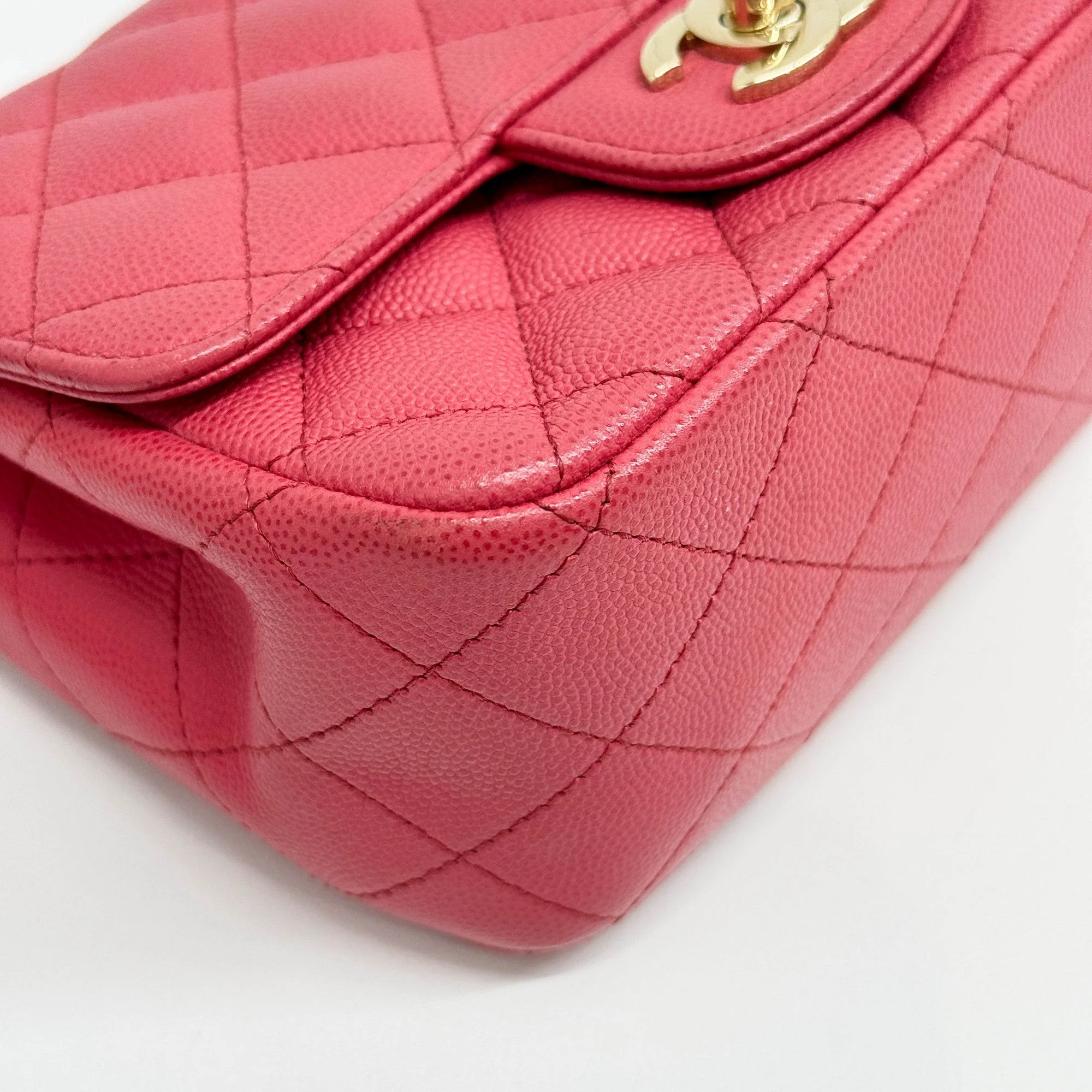 Mini Square Classic Flap 2017 Matelasse Pink Leather Shoulder Bag - Image 11