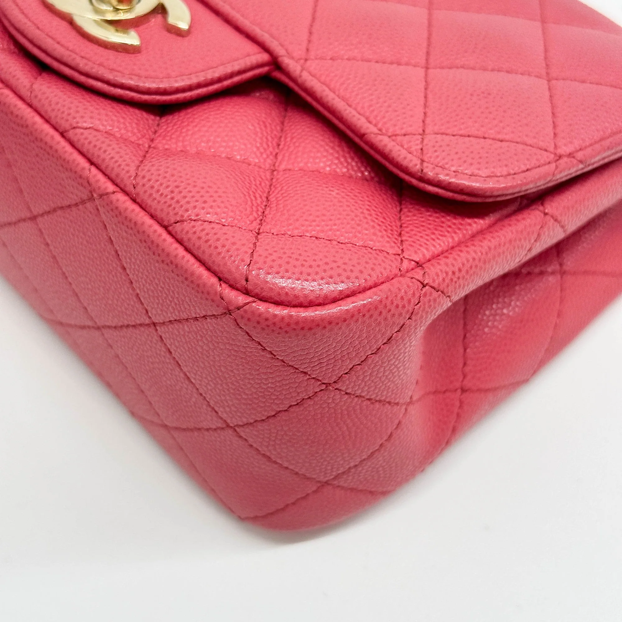Mini Square Classic Flap 2017 Matelasse Pink Leather Shoulder Bag - Image 12
