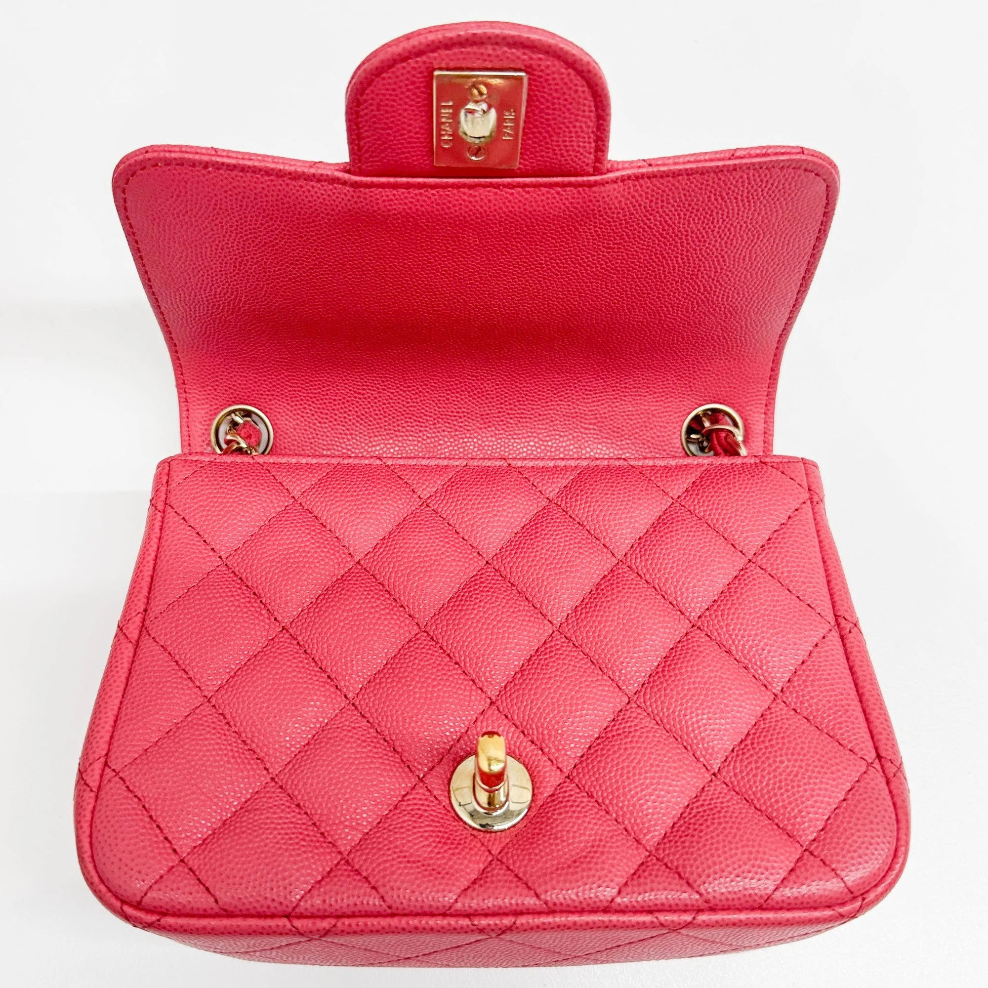 Mini Square Classic Flap 2017 Matelasse Pink Leather Shoulder Bag - Image 16