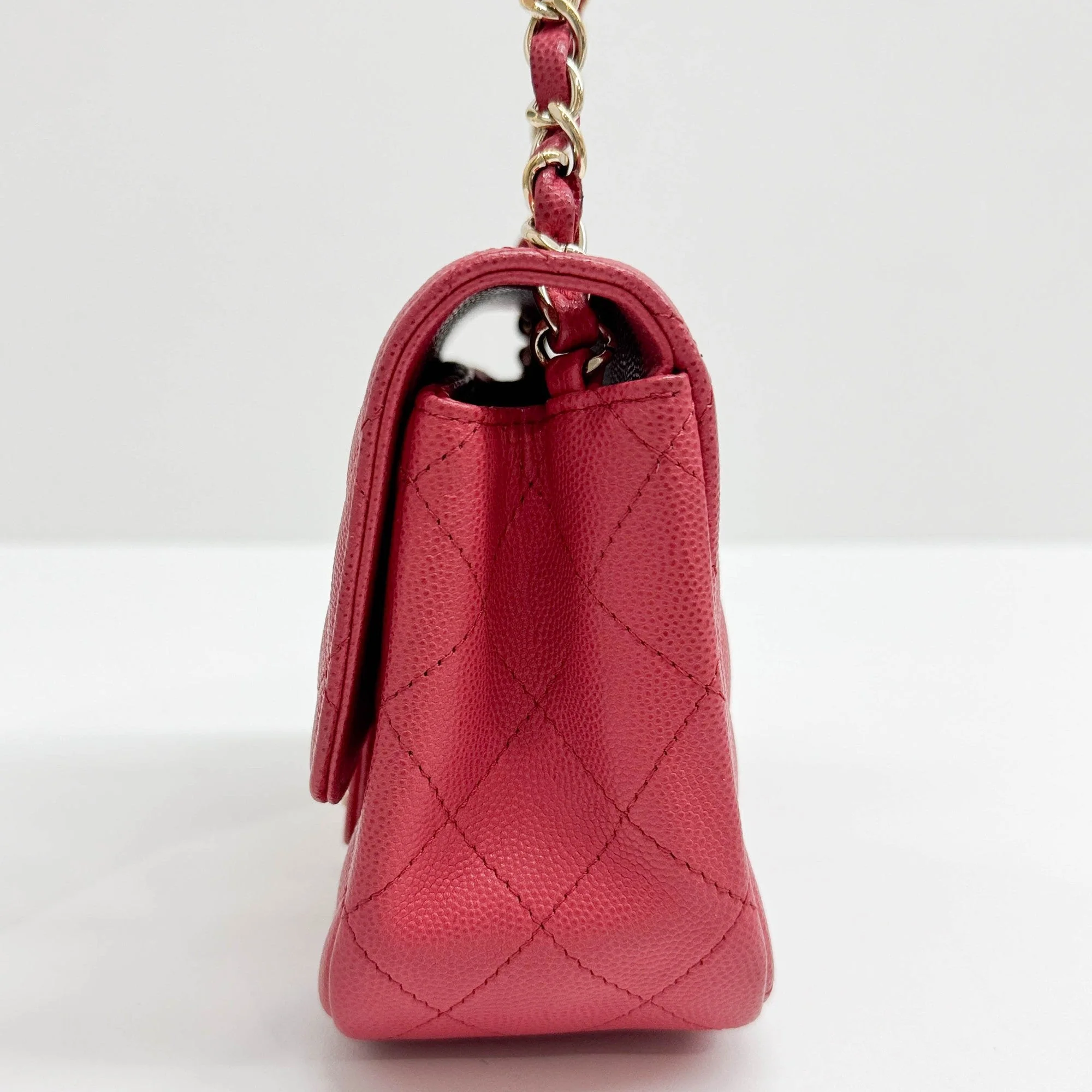 Mini Square Classic Flap 2017 Matelasse Pink Leather Shoulder Bag - Image 7