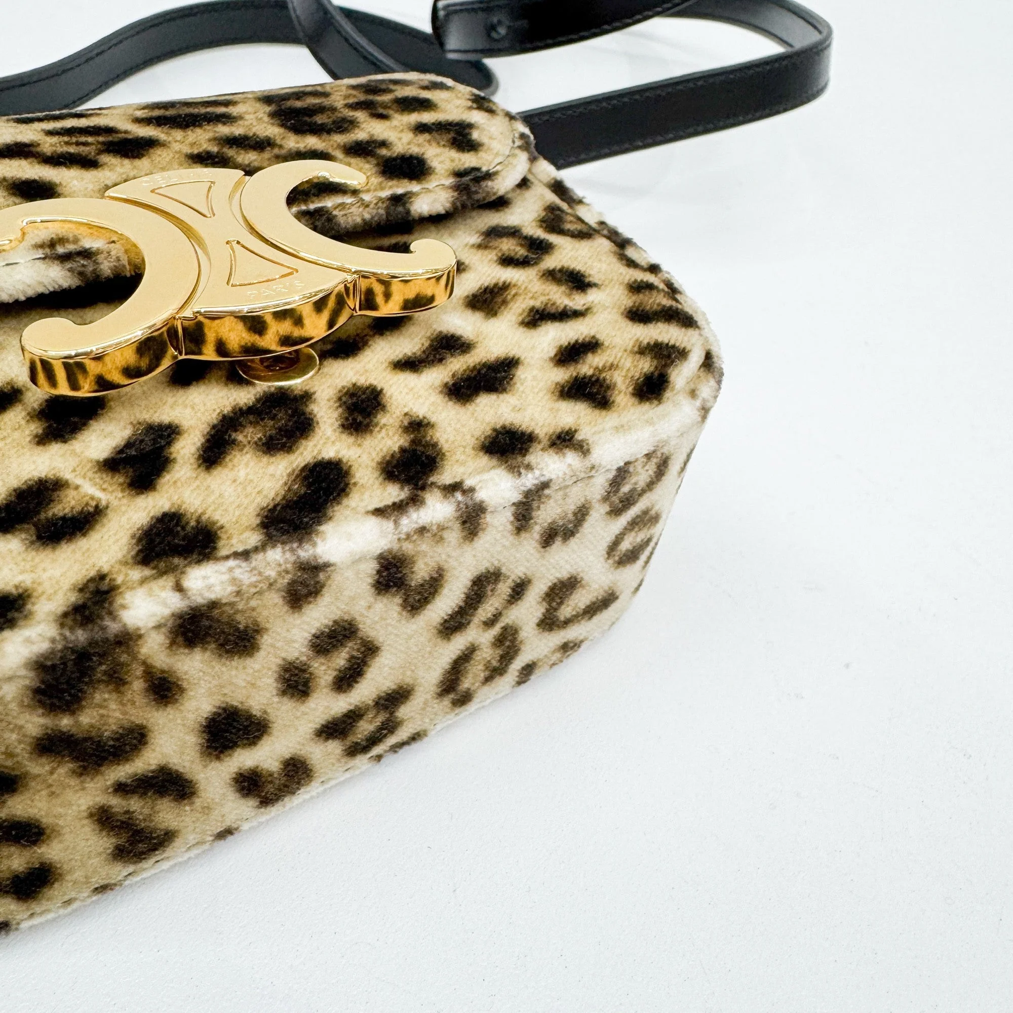 Mini Claude Brown Leopard Print Velvet Crossbody Bag - Image 18