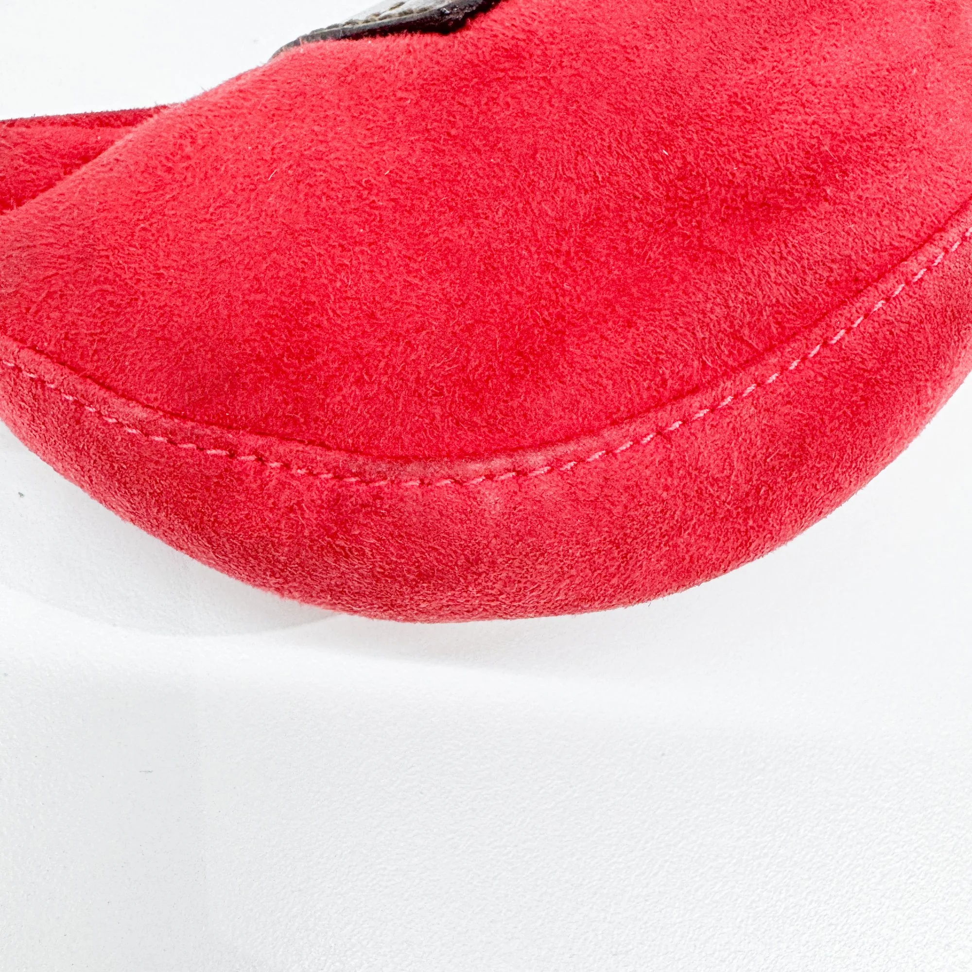 Mini Croissant Red Suede Hand Bag - Image 13