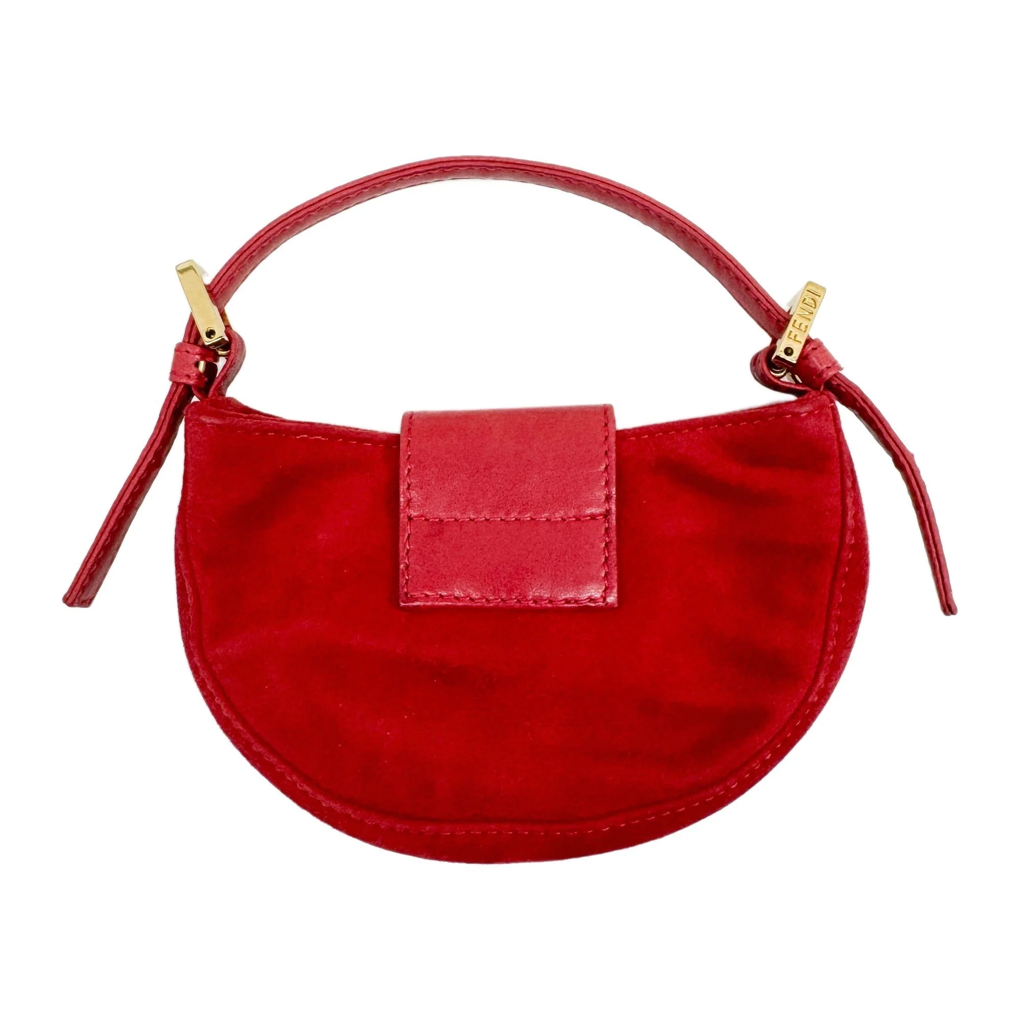 Mini Croissant Red Suede Hand Bag - Image 2