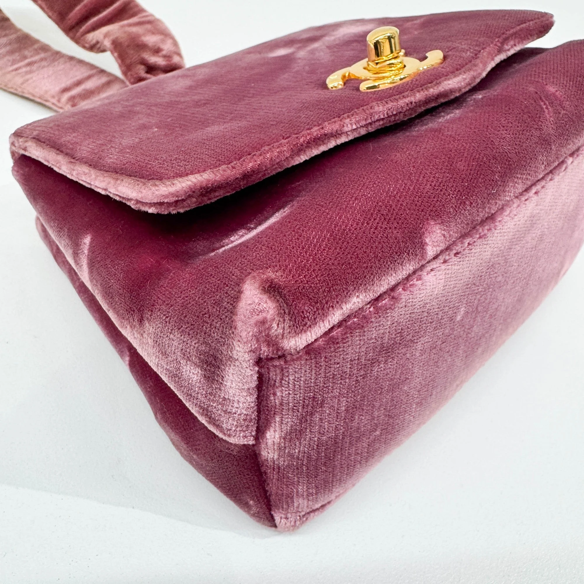Evening 1994-1996 Dusty Rose Velvet Hand Bag - Image 10
