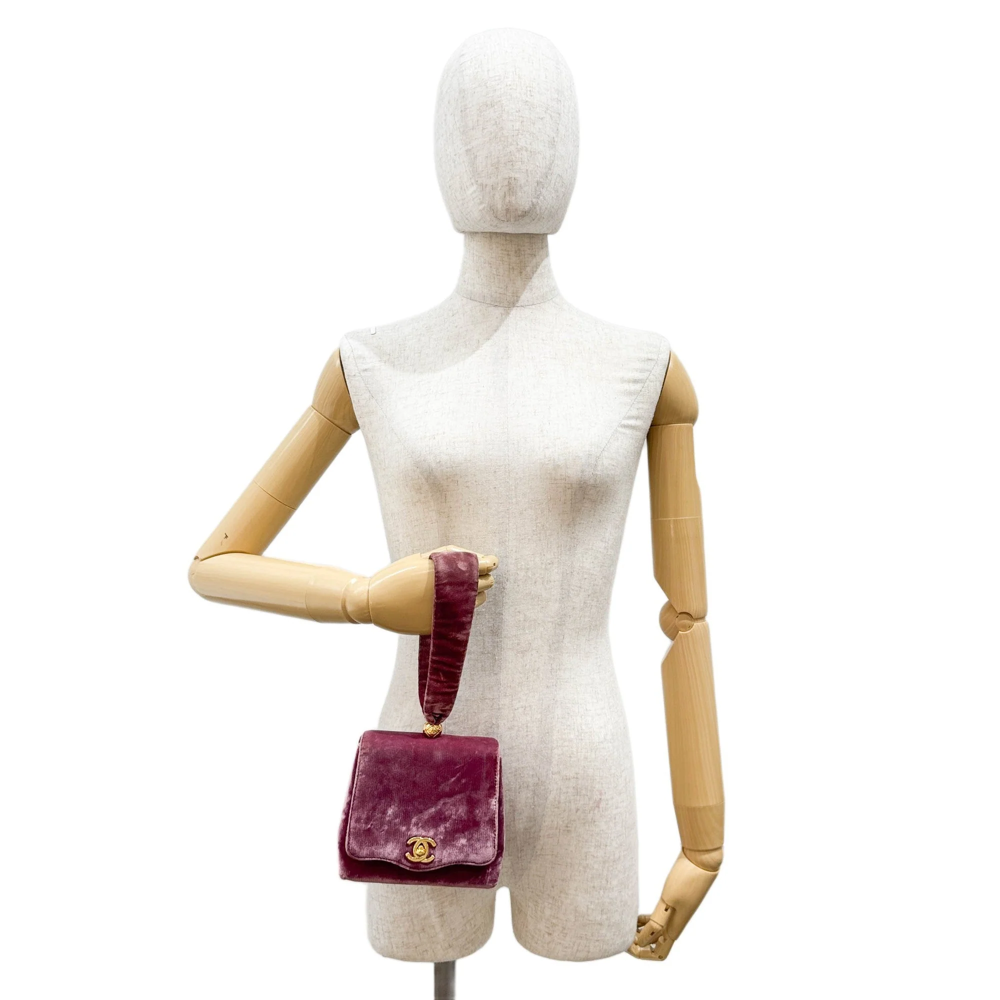 Evening 1994-1996 Dusty Rose Velvet Hand Bag - Image 3