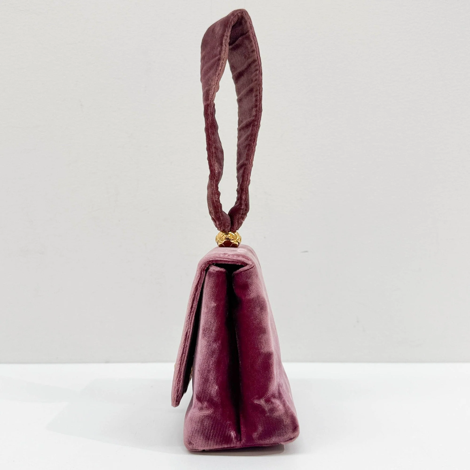 Evening 1994-1996 Dusty Rose Velvet Hand Bag - Image 5