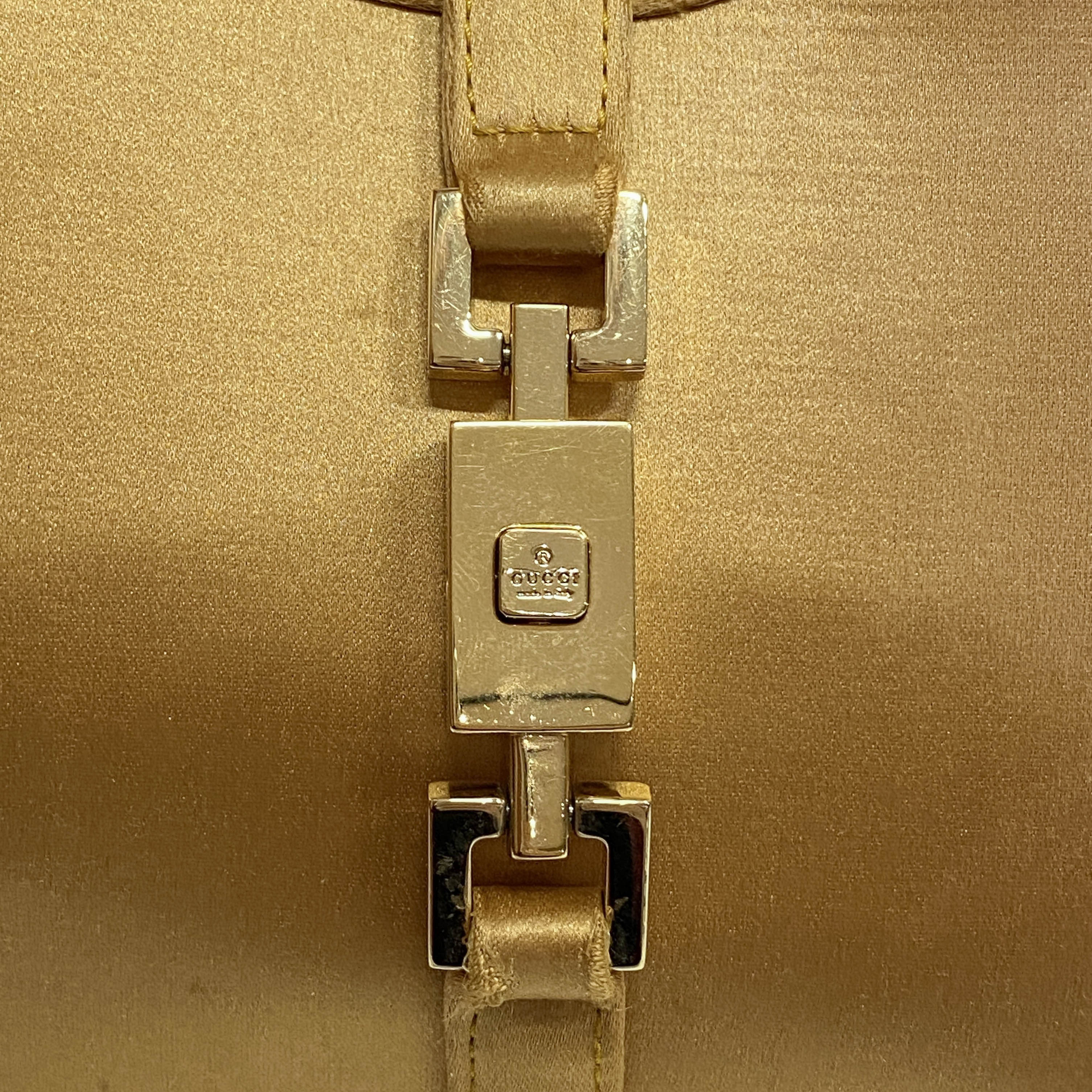 Mini Jackie Gold Satin Handbag - Image 12