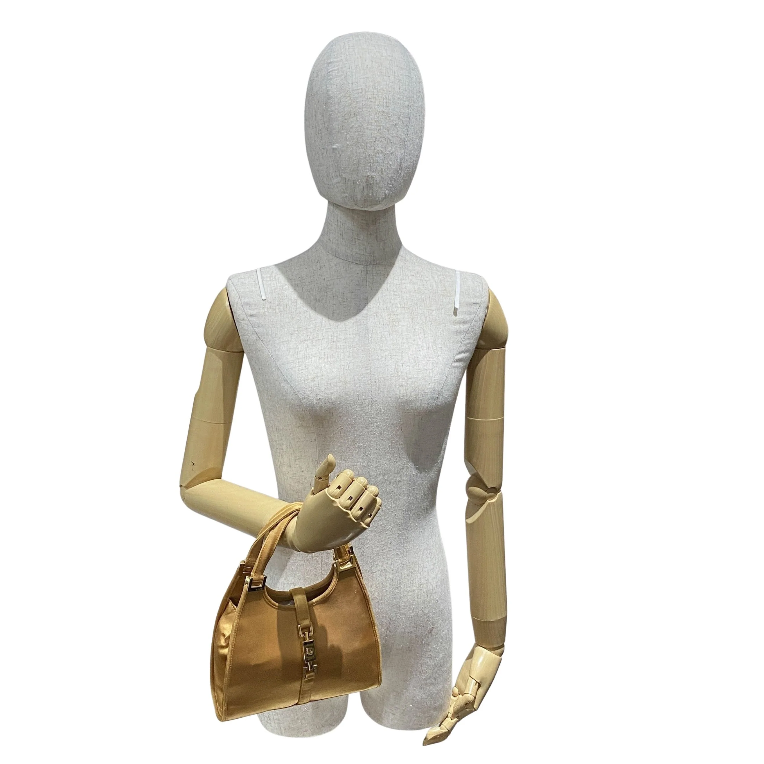 Mini Jackie Gold Satin Handbag - Image 3