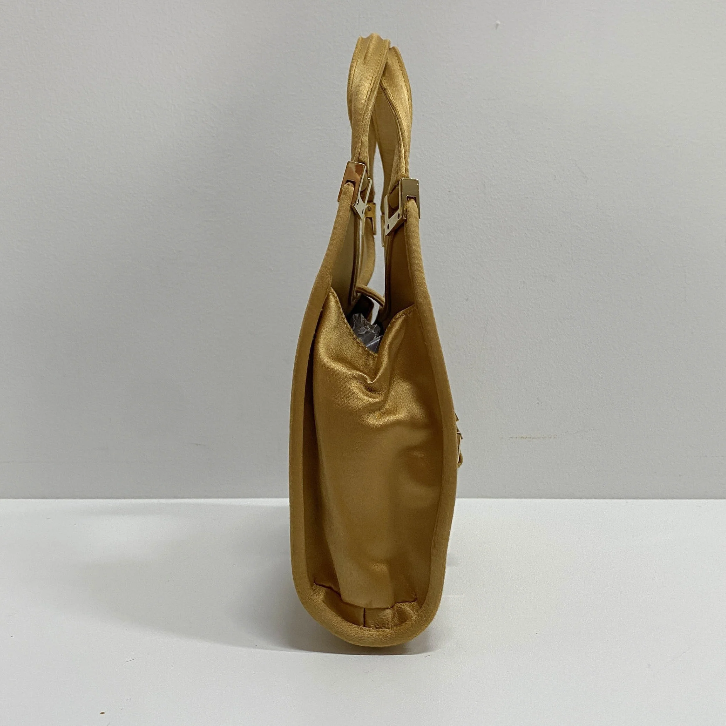 Mini Jackie Gold Satin Handbag - Image 4