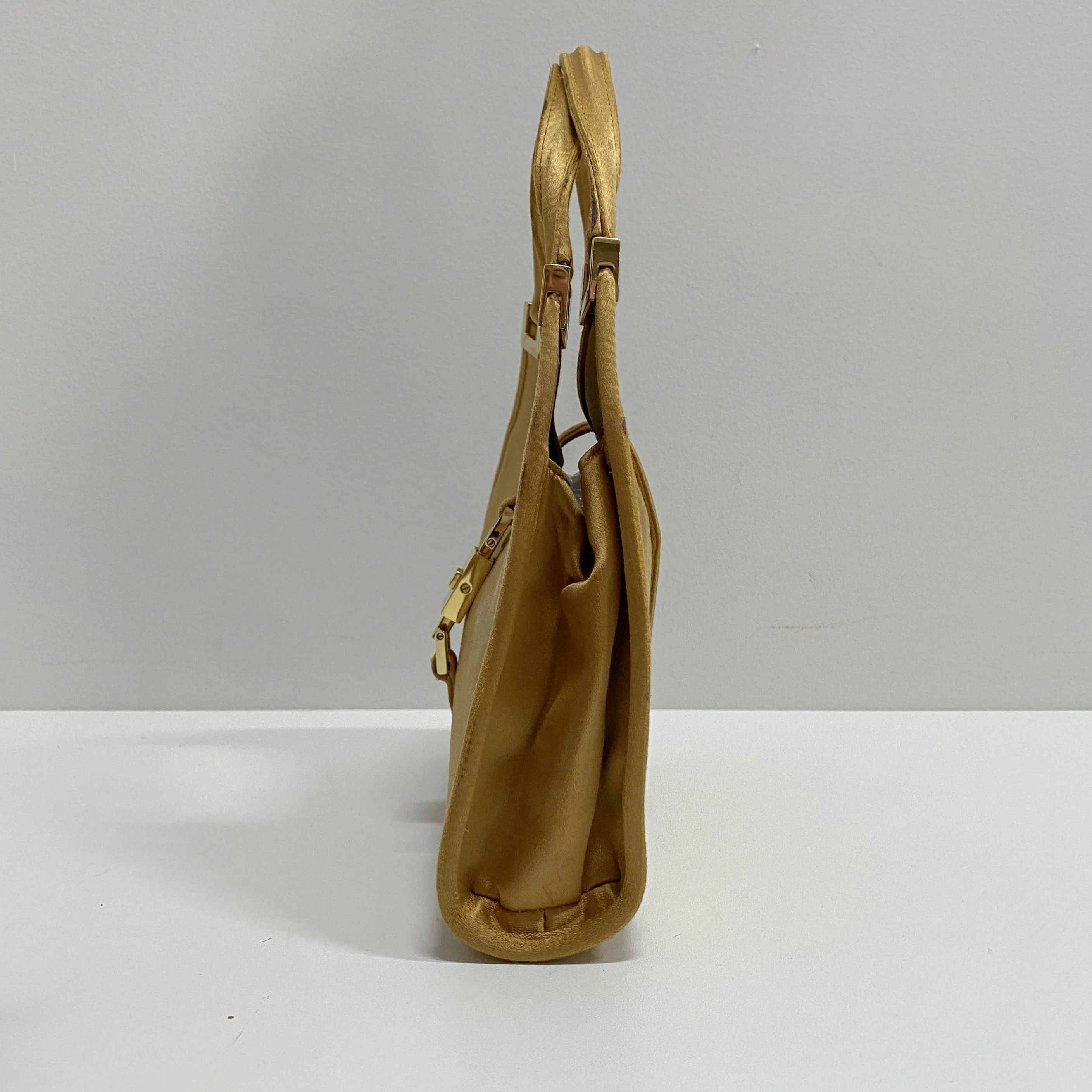 Mini Jackie Gold Satin Handbag - Image 5