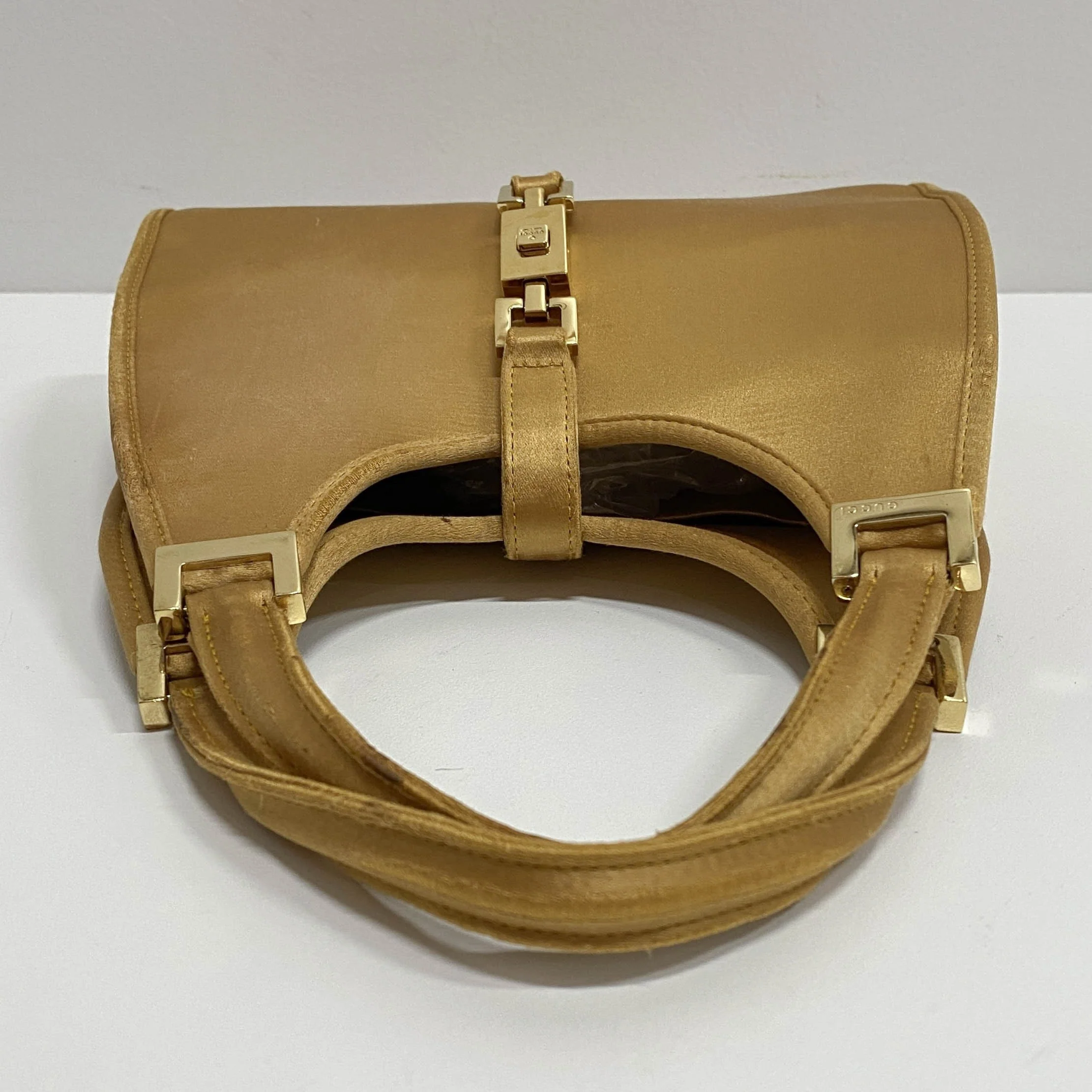 Mini Jackie Gold Satin Handbag - Image 6
