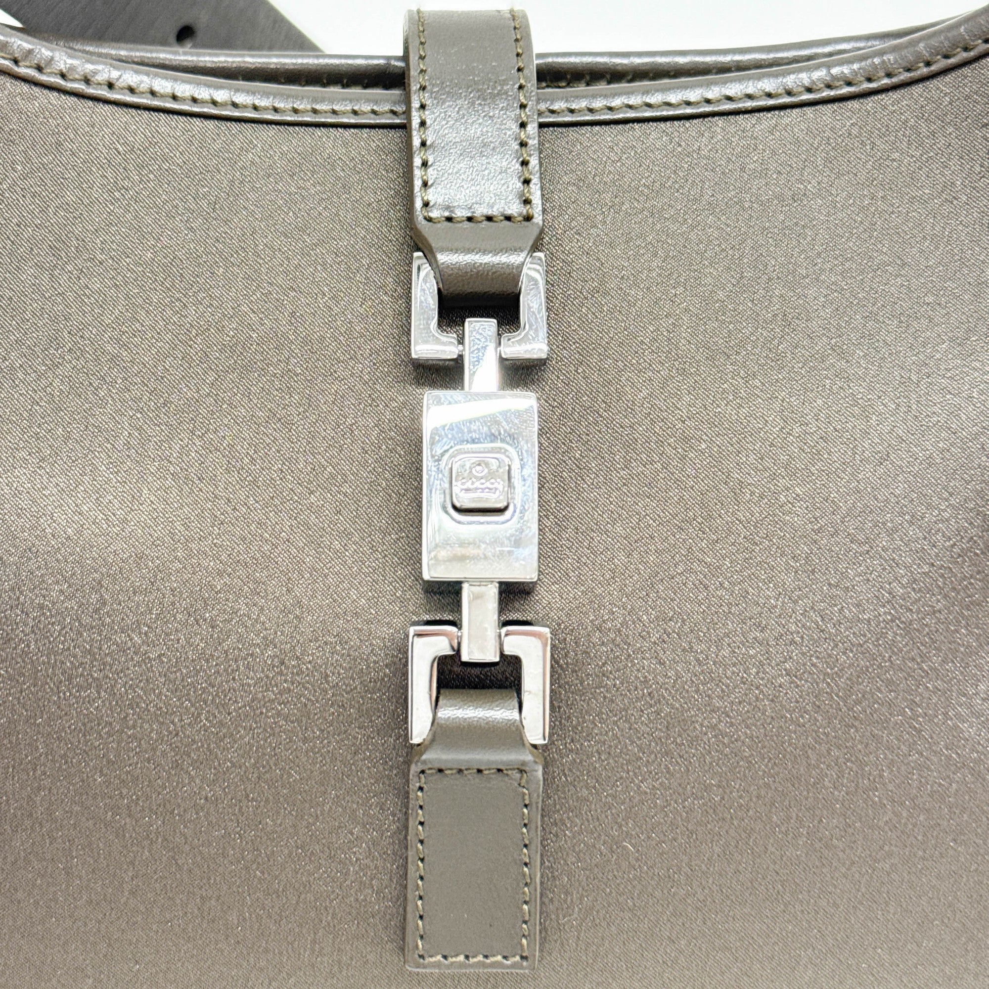 Mini Jackie Olive Green Satin Shoulder Bag - Image 12