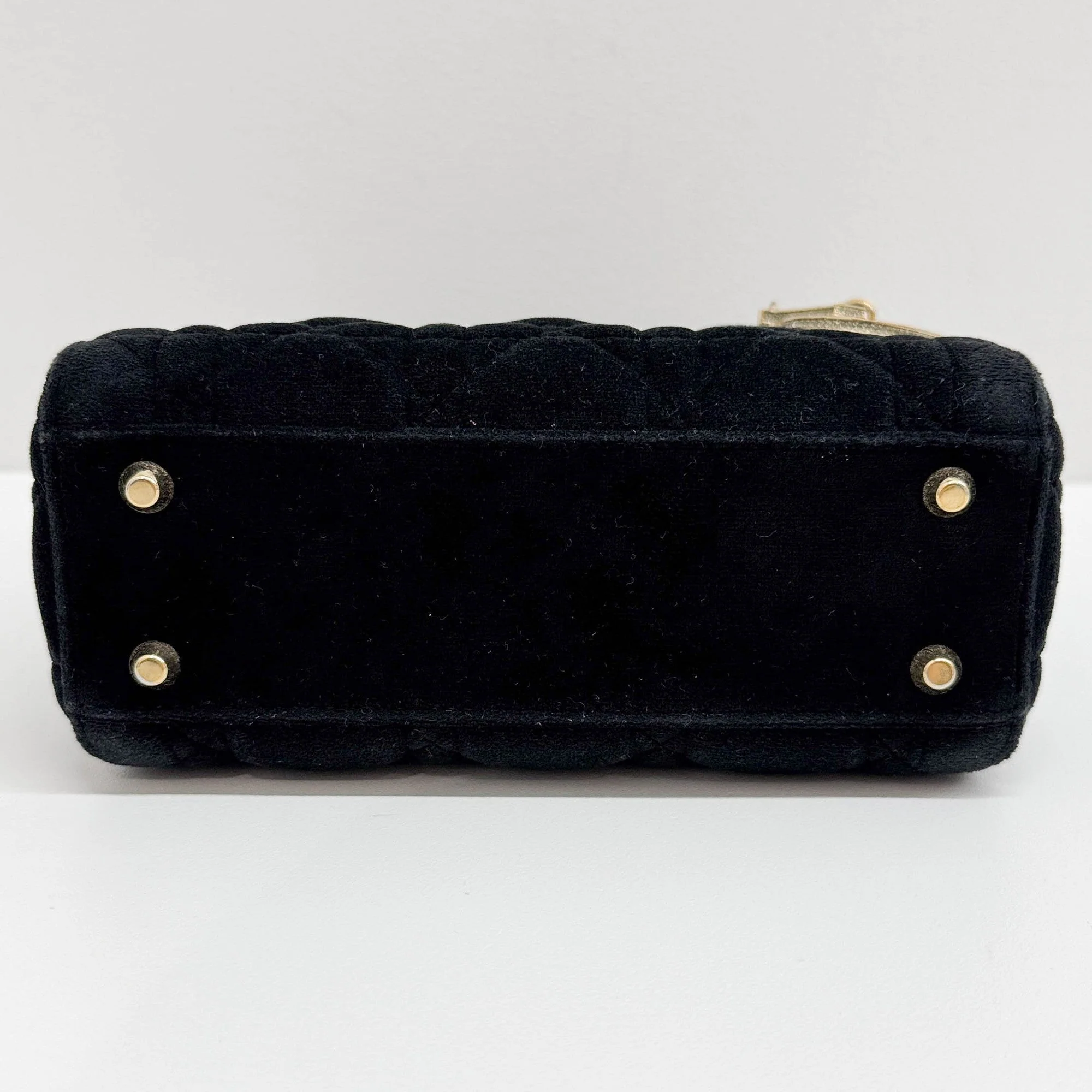 Mini Lady Dior Black Velvet Handle Bag - Image 8