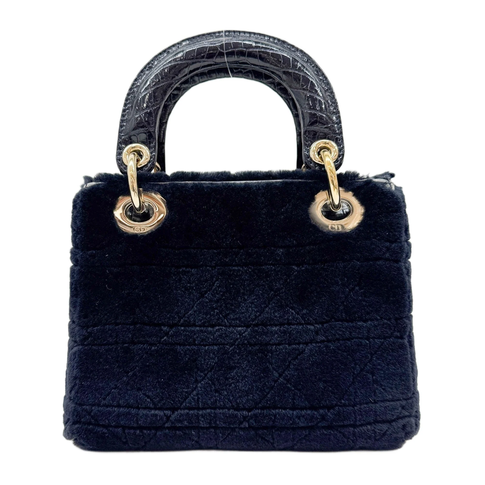 Mini Lady Dior Deep Indigo Fur Two Way Bag - Image 2