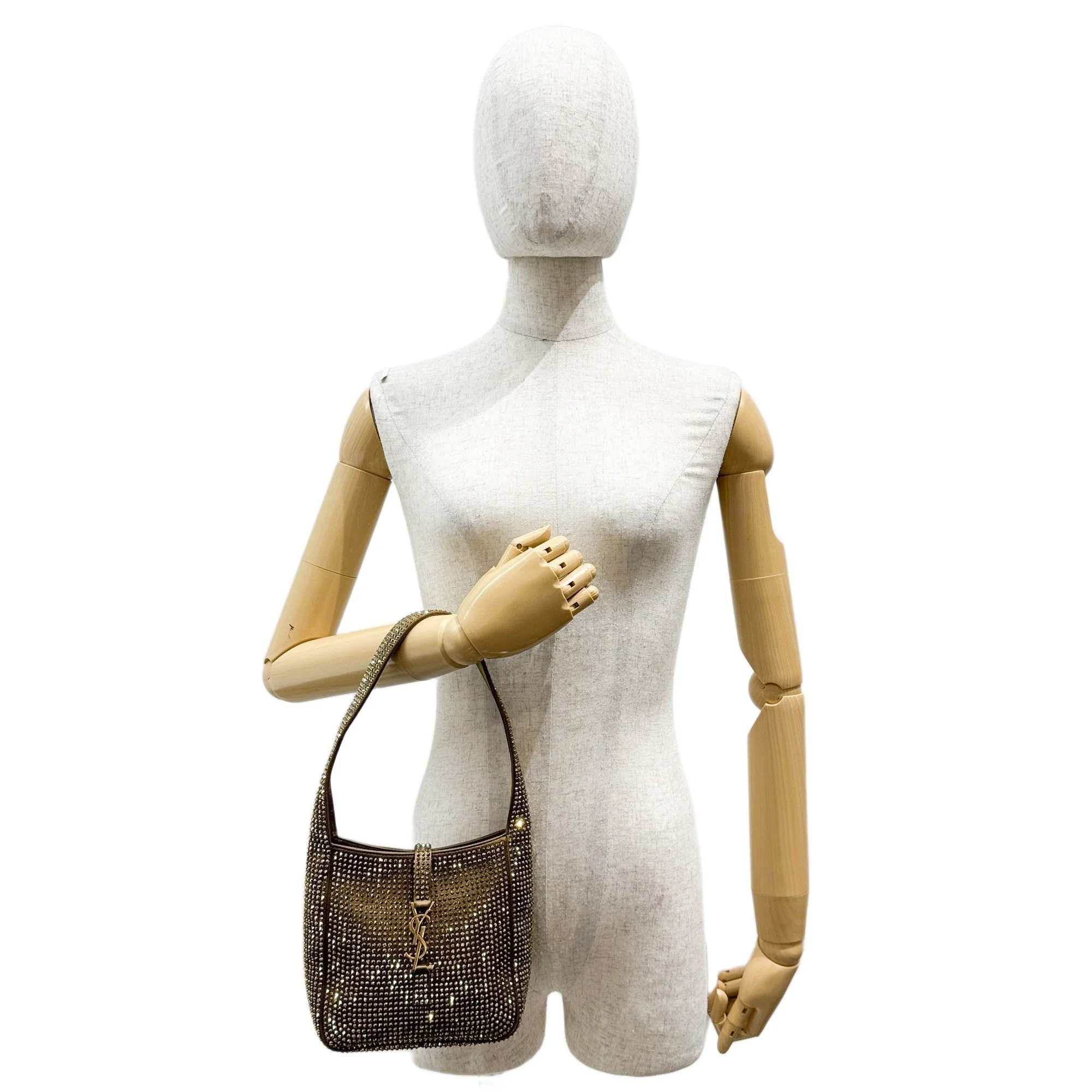 Mini Le 5 à 7 Gold Rhinestone Embellished Satin Shoulder Bag - Image 3