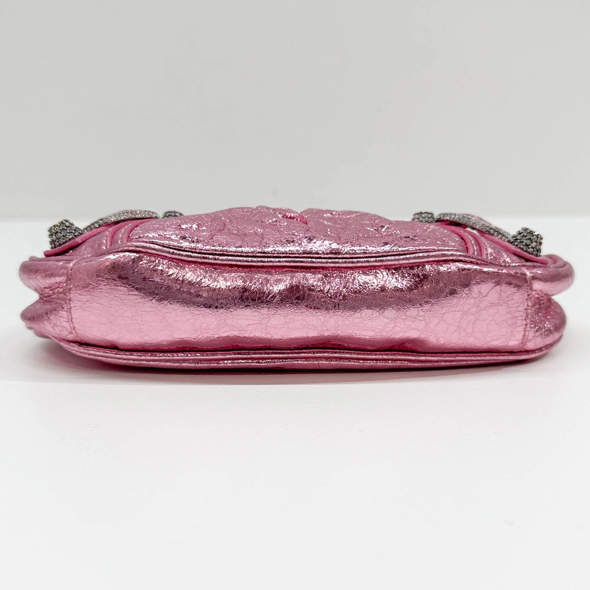 Mini Le Cagole Bejeweled Giant 21 Metallic Pink Leather Two Way Bag - Image 8