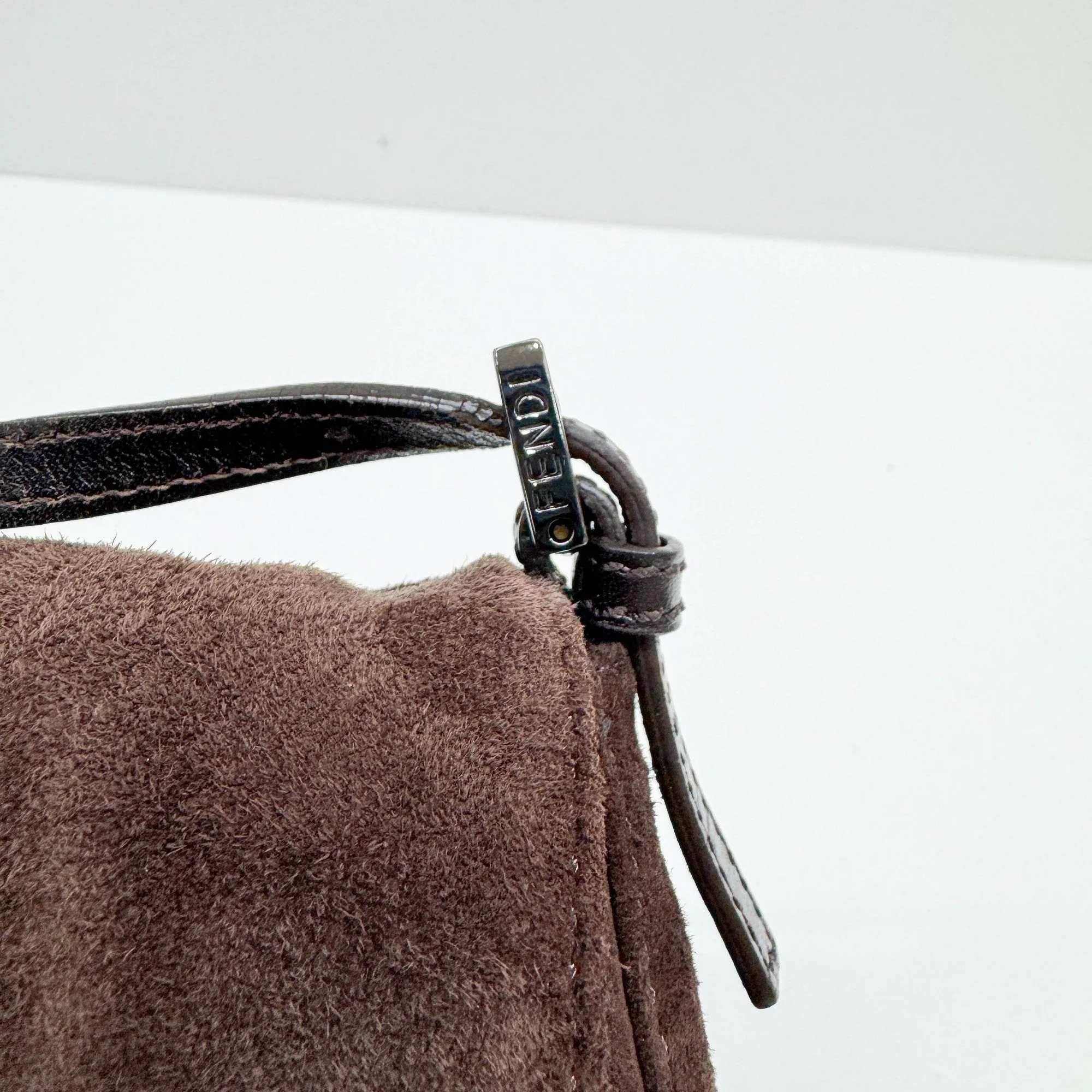 Mini Mamma Baguette Brown Suede Shoulder Bag - Image 15