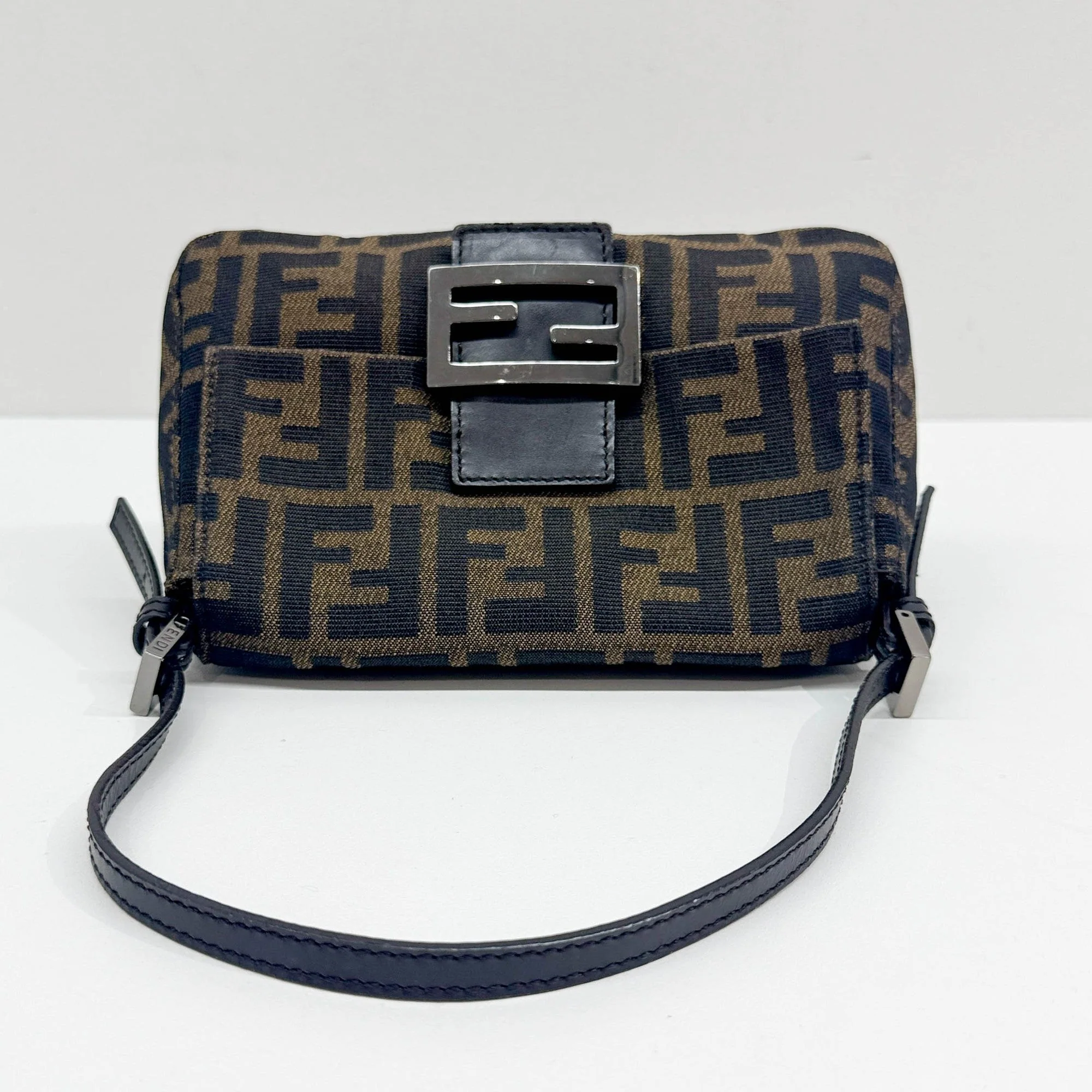 Mini Mamma Baguette Brown Zucca Canvas Shoulder Bag - Image 6