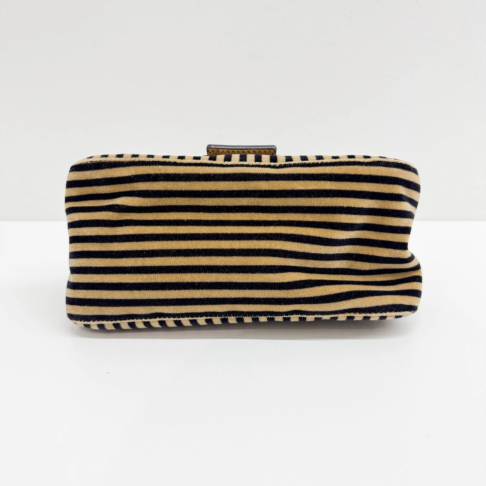 Mini Mamma Baguette Chain Strap Black and Brown Striped Velvet Shoulder Bag - Image 8