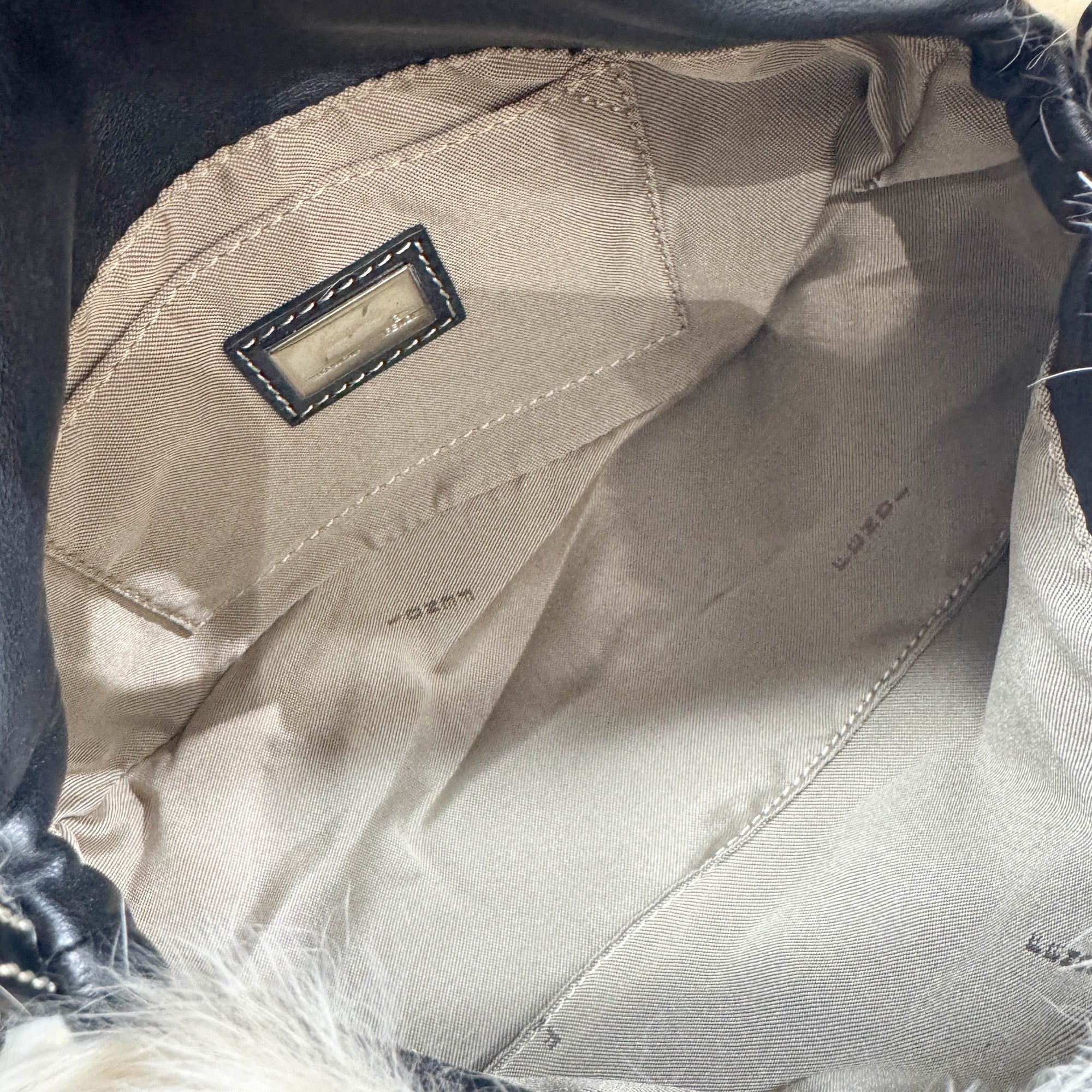 Mini Mamma Baguette Cream Rabbit Print Fur Shoulder Bag - Image 18