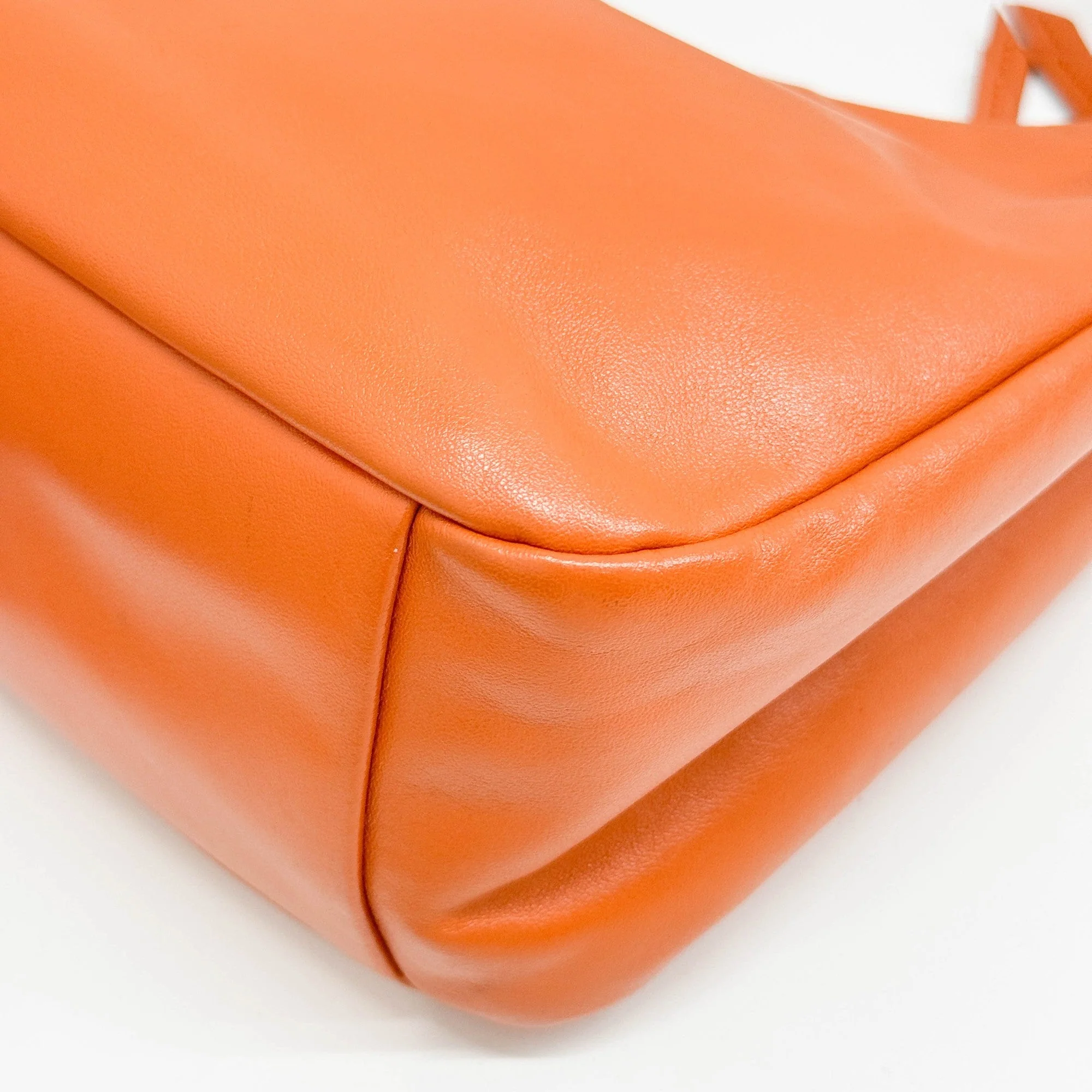 Mini Orange Leather Hobo Bag - Image 11