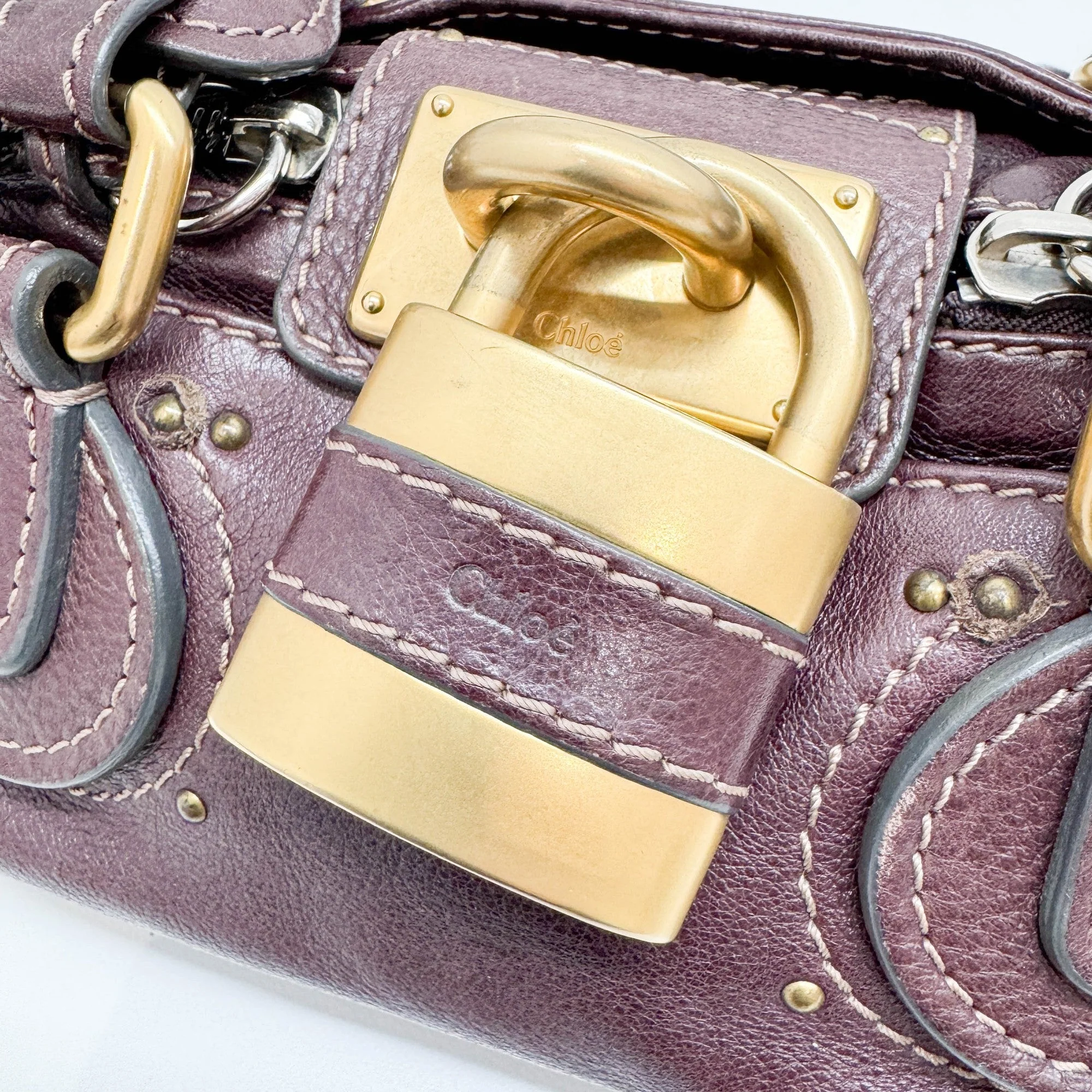Mini Paddington Burgundy Leather Hand Bag - Image 13