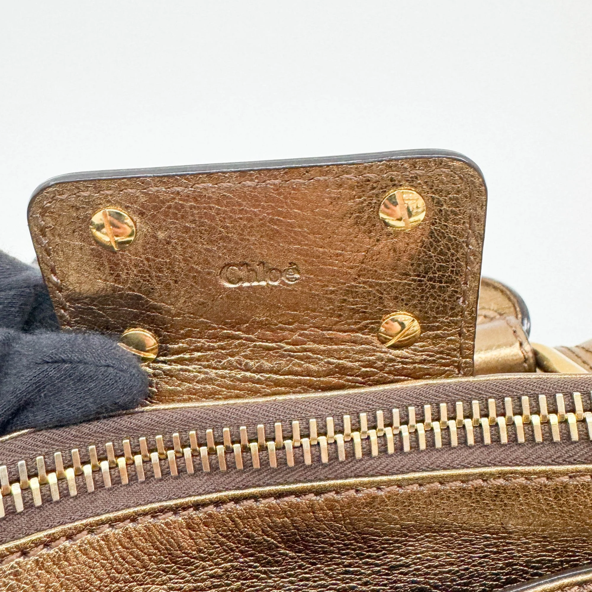 Mini Paddington Gold Leather Shoulder Bag - Image 15