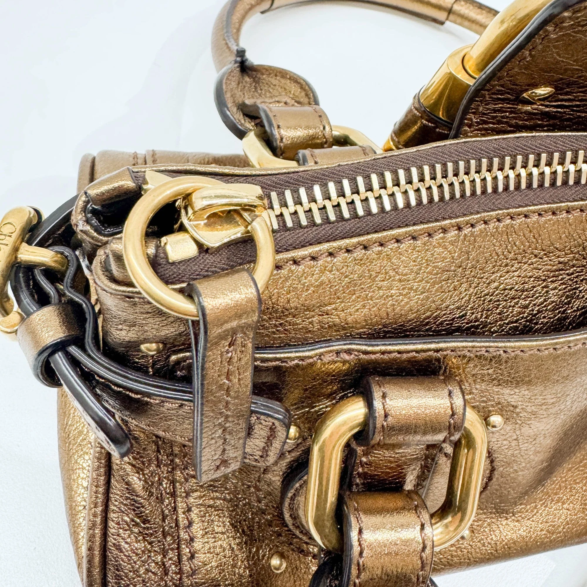 Mini Paddington Gold Leather Shoulder Bag - Image 16