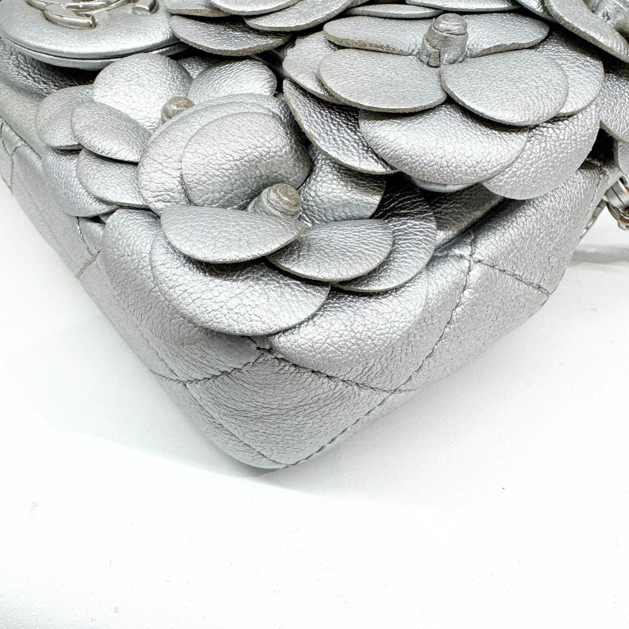 Mini Rectangular Camellia Flap 2016 Silver Leather Shoulder Bag - Image 9