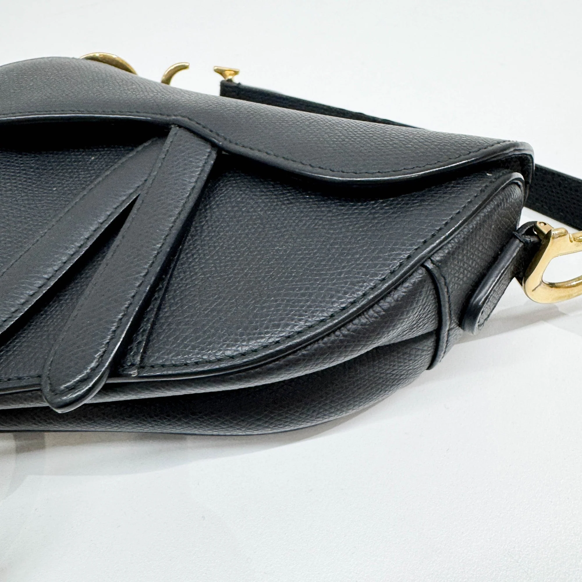 Mini Saddle Black Leather Hand Bag - Image 10