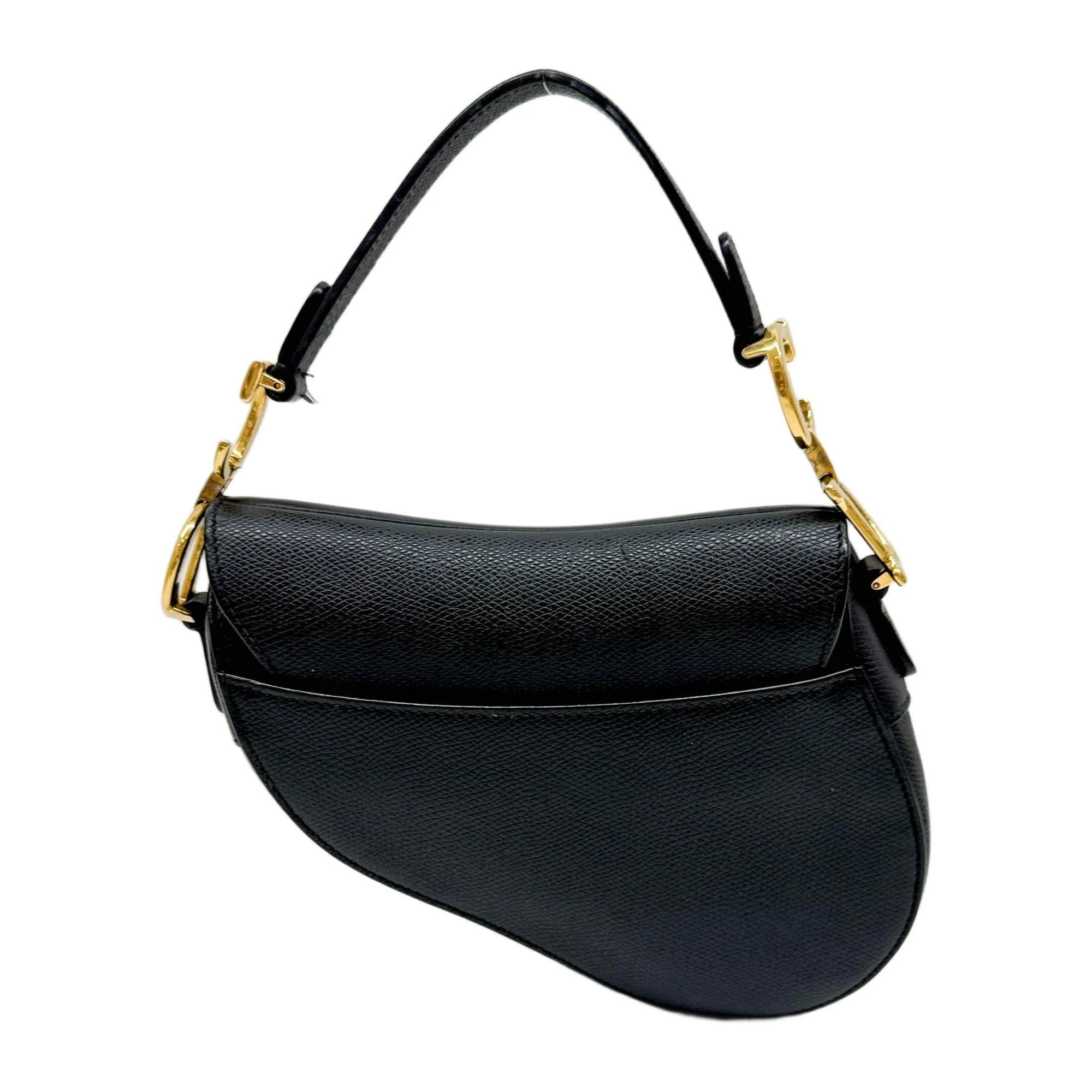 Mini Saddle Black Leather Hand Bag - Image 2