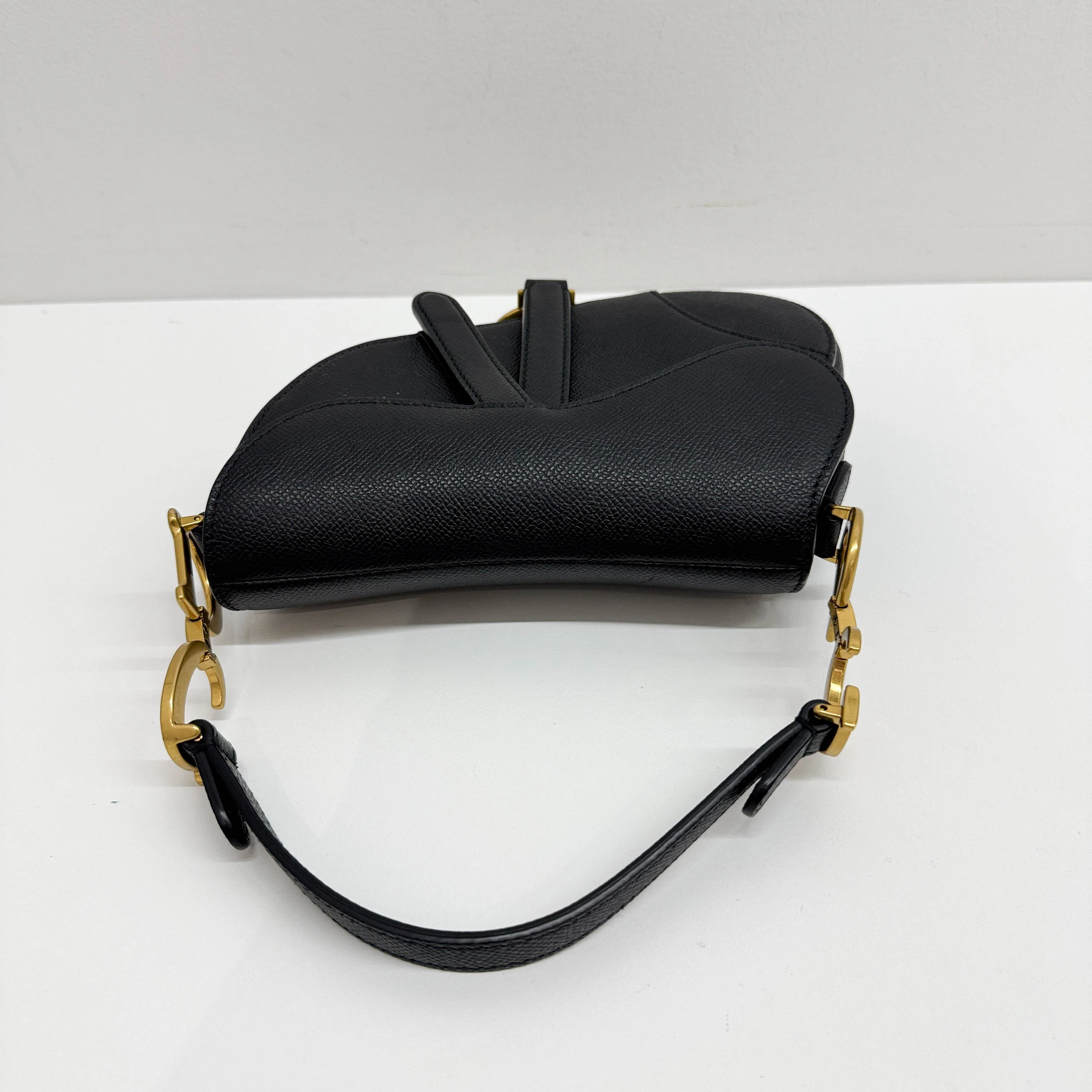 Mini Saddle Black Leather Shoulder Bag - Image 6