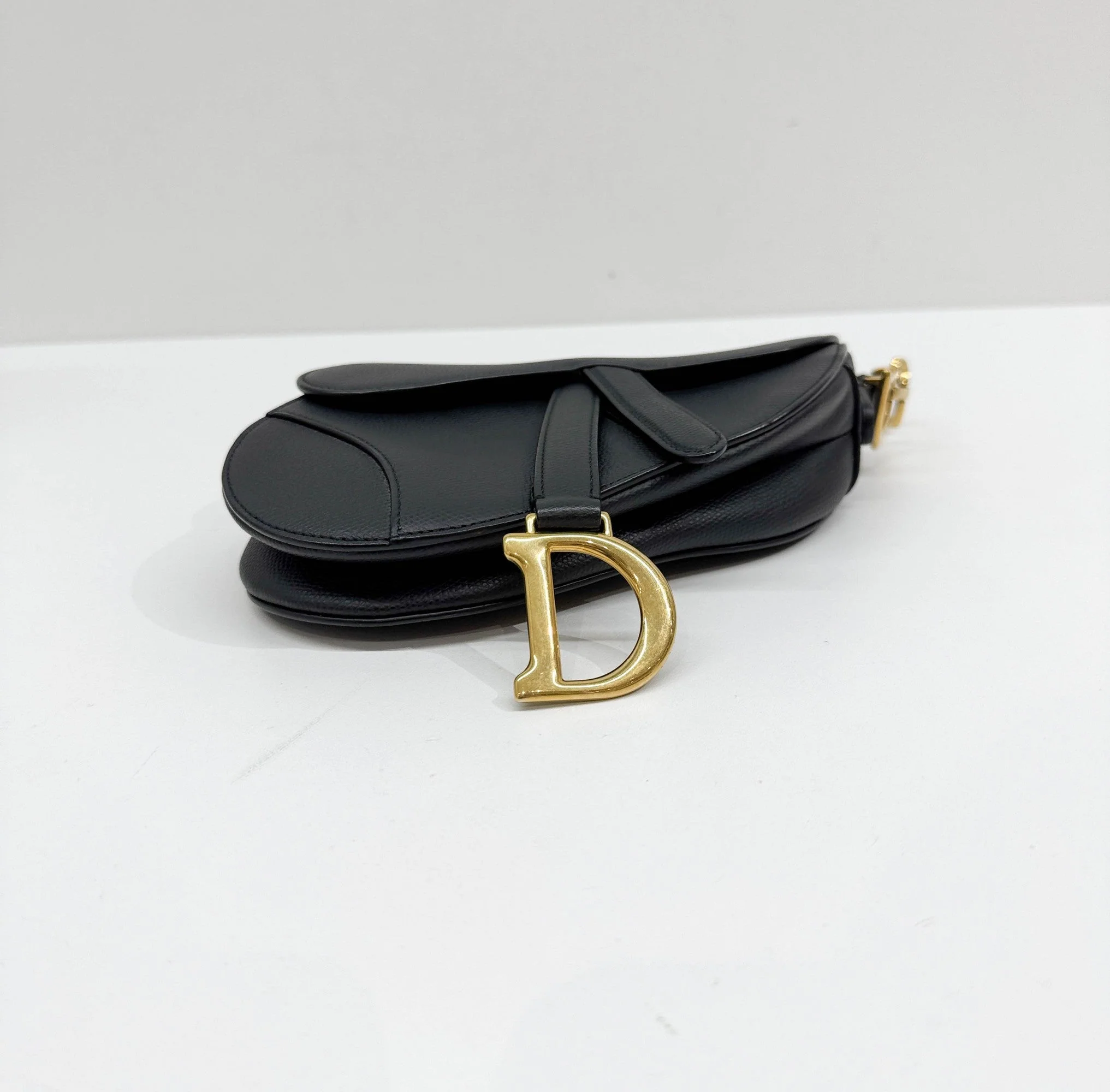 Mini Saddle Black Leather Shoulder Bag - Image 8